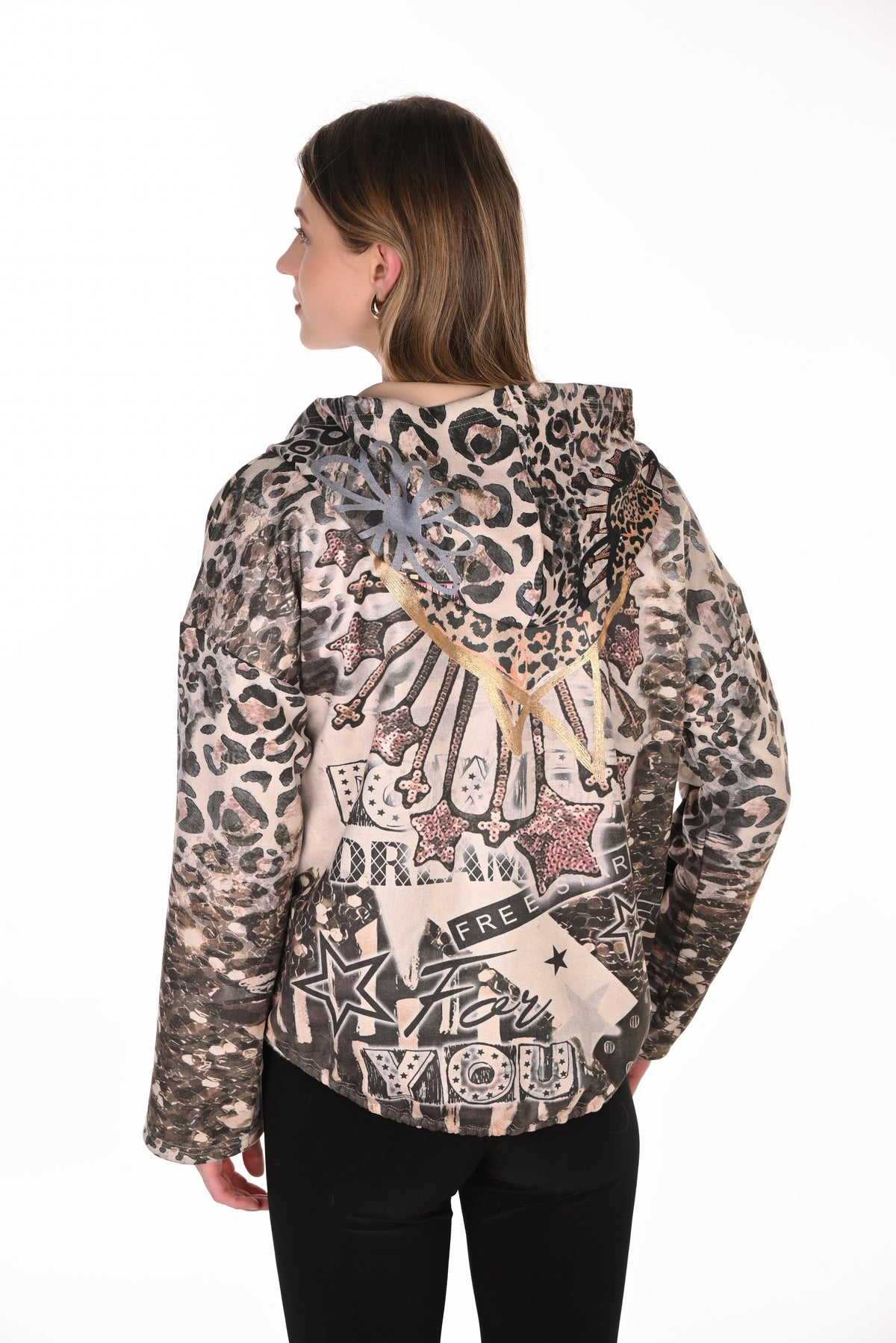 Frank Lyman Animal Print Hooded Jacket - Style 263707