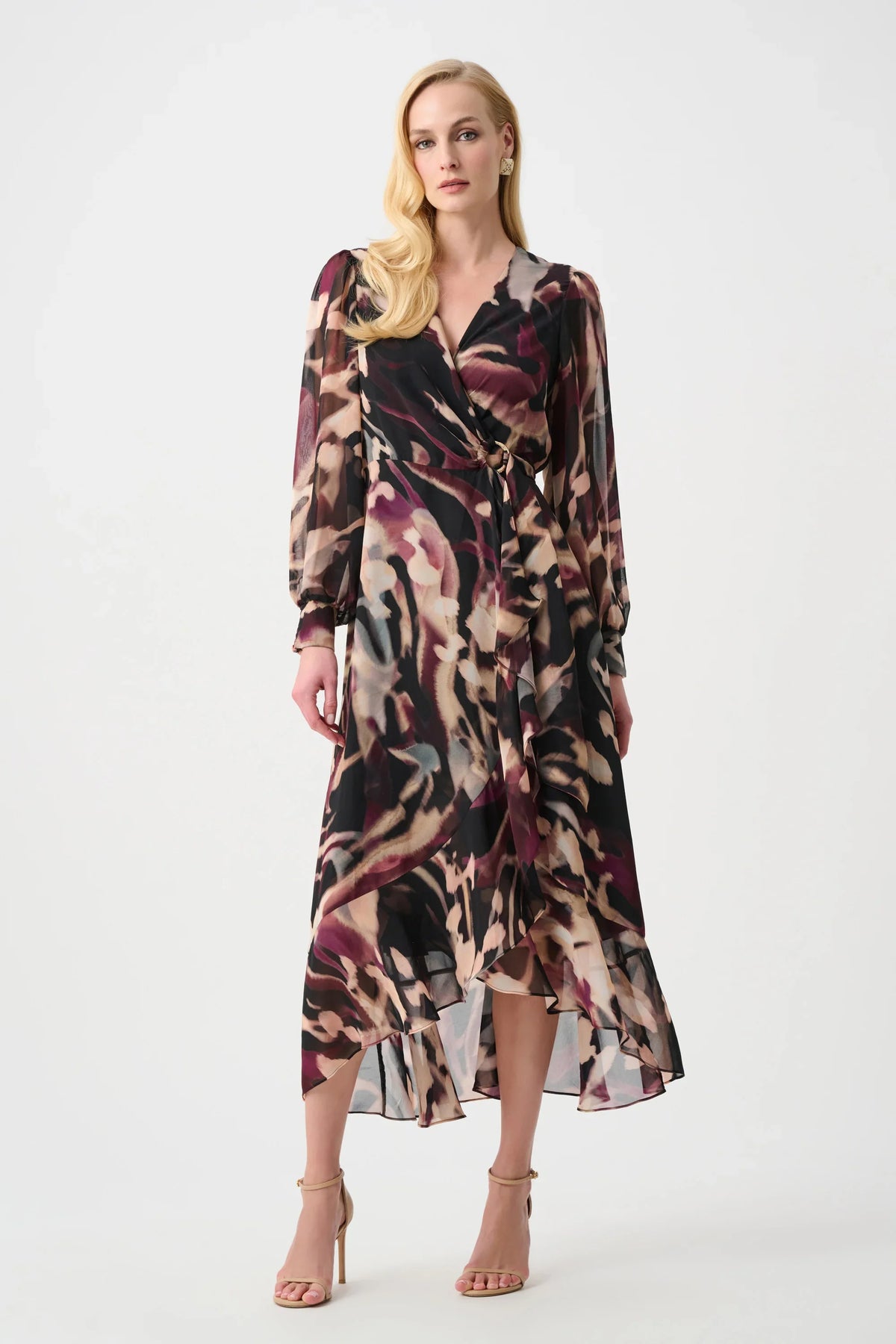 Joseph Ribkoff Chiffon Printed Wrap Dress - Style 263739
