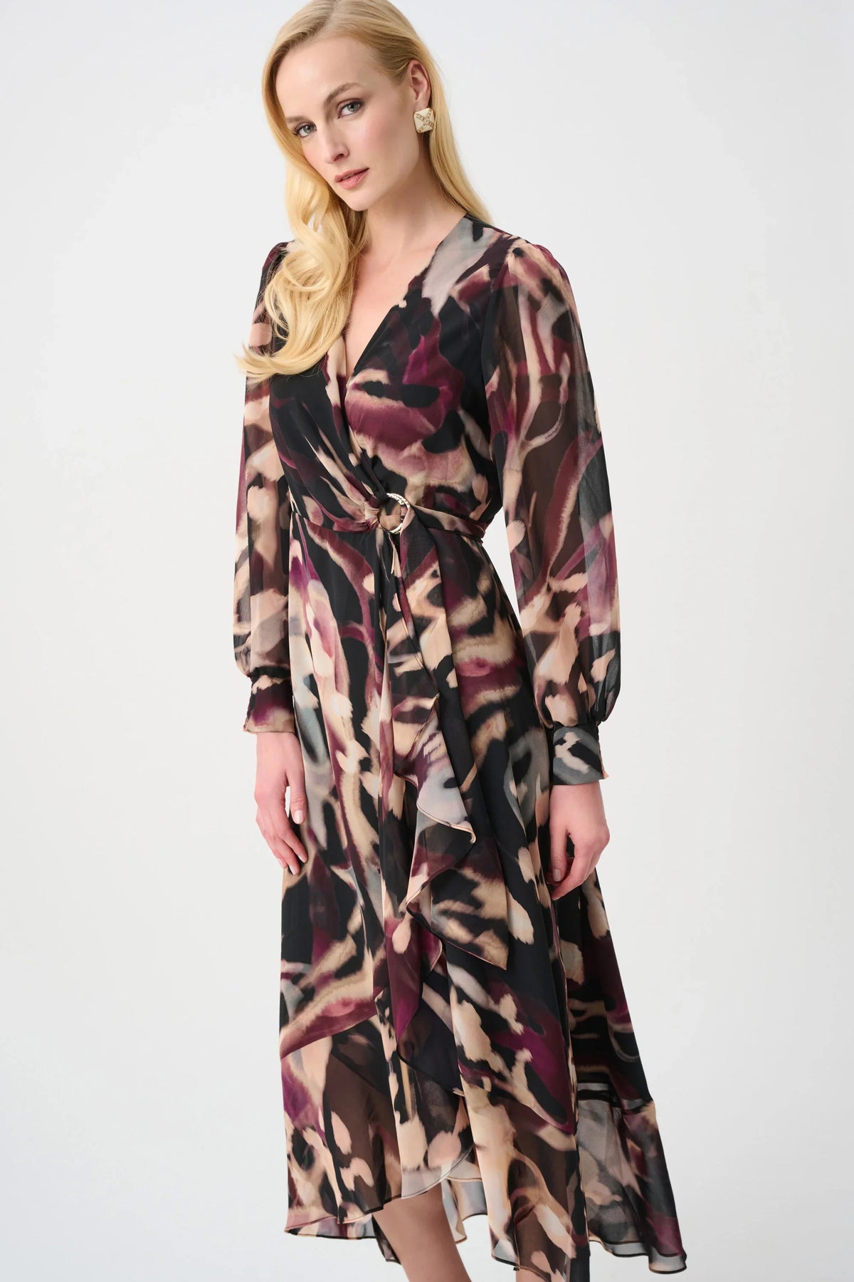 Joseph Ribkoff Chiffon Printed Wrap Dress - Style 263739