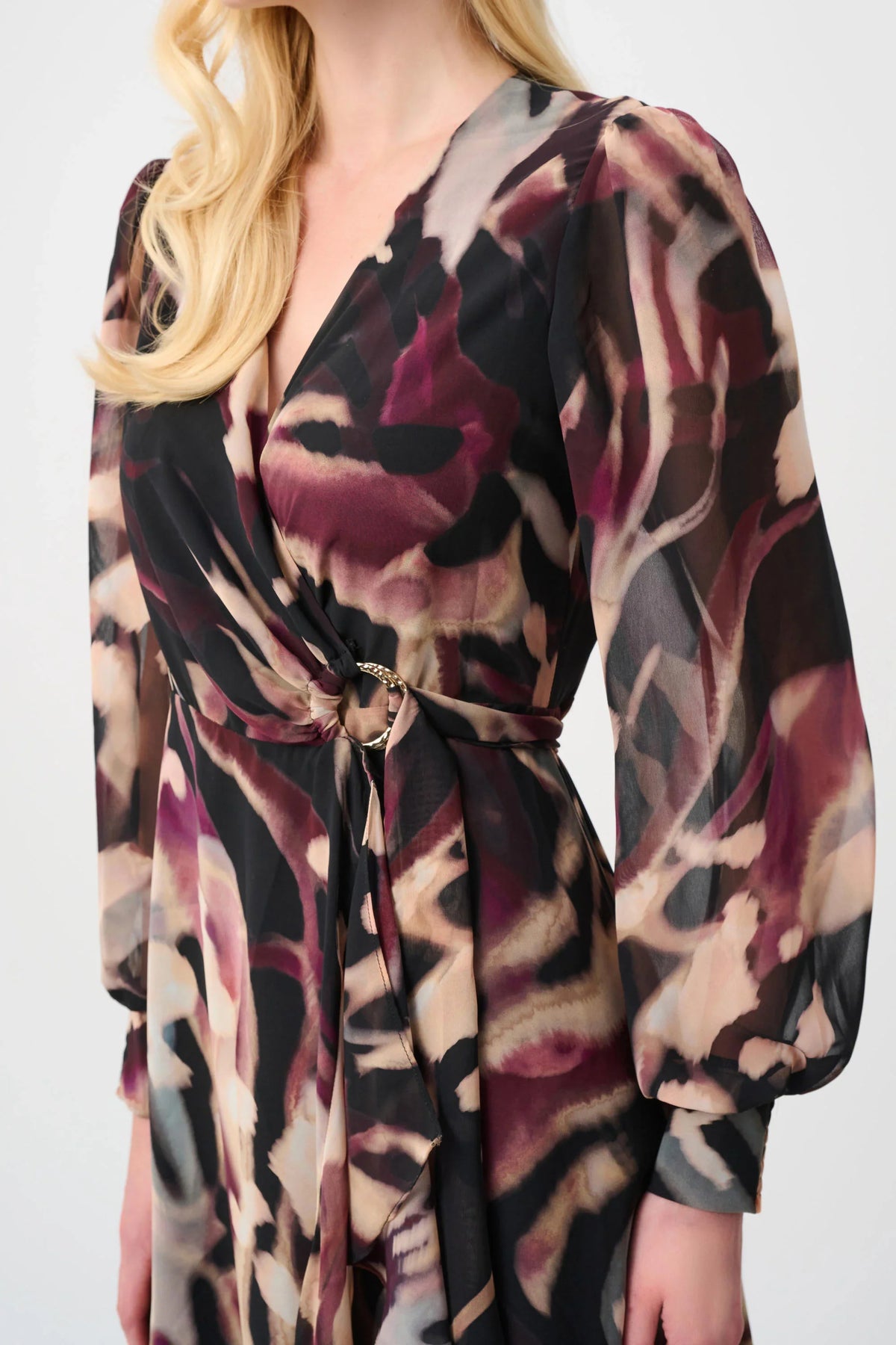 Joseph Ribkoff Chiffon Printed Wrap Dress - Style 263739