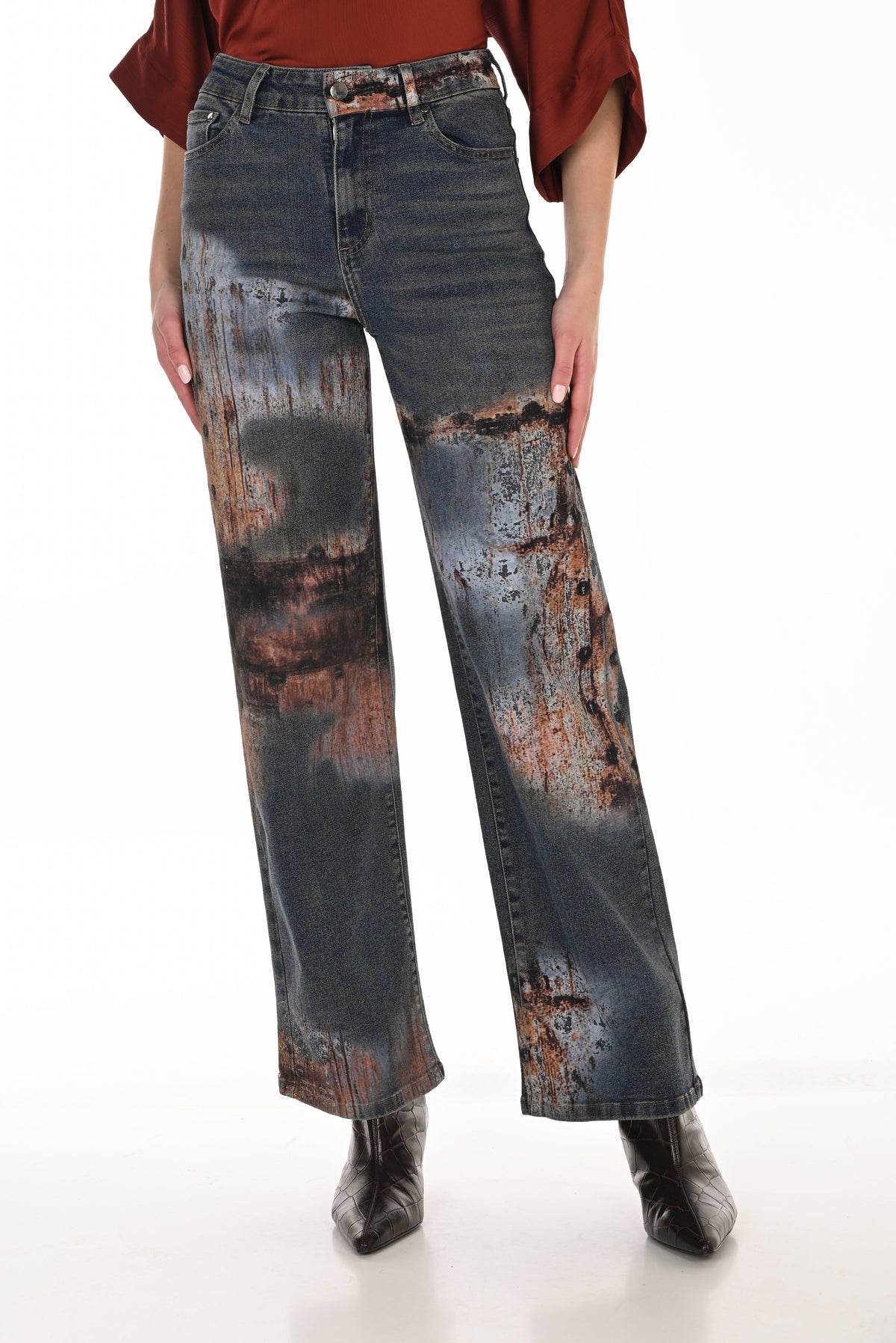 Frank Lyman Straight Leg Print Jean - Style 263743