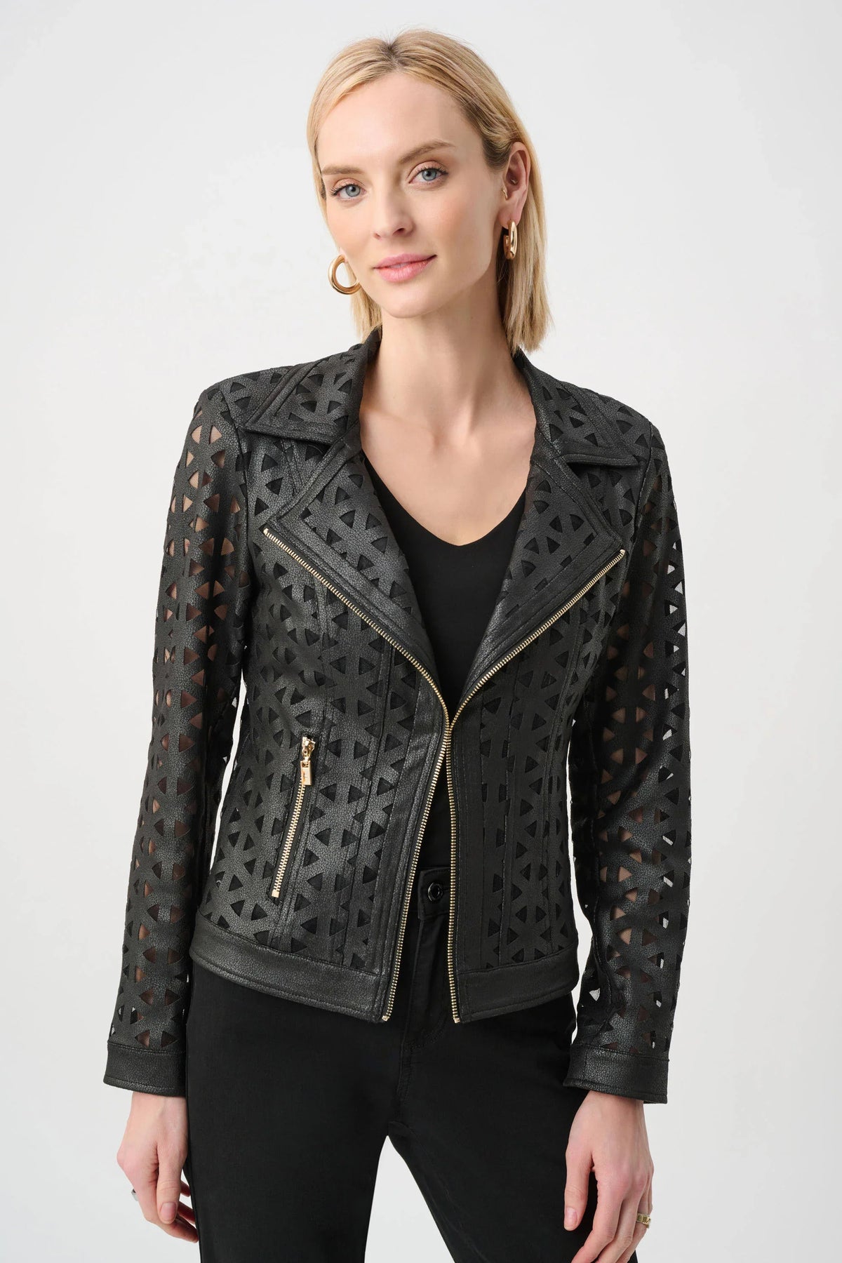 Joseph Ribkoff Faux Suede Mesh Jacket - Style 263910