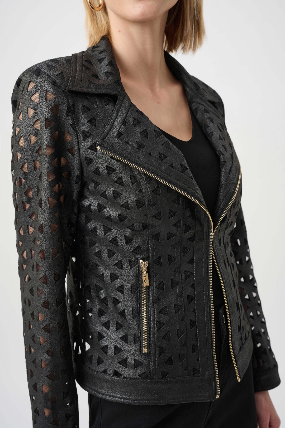 Joseph Ribkoff Faux Suede Mesh Jacket - Style 263910