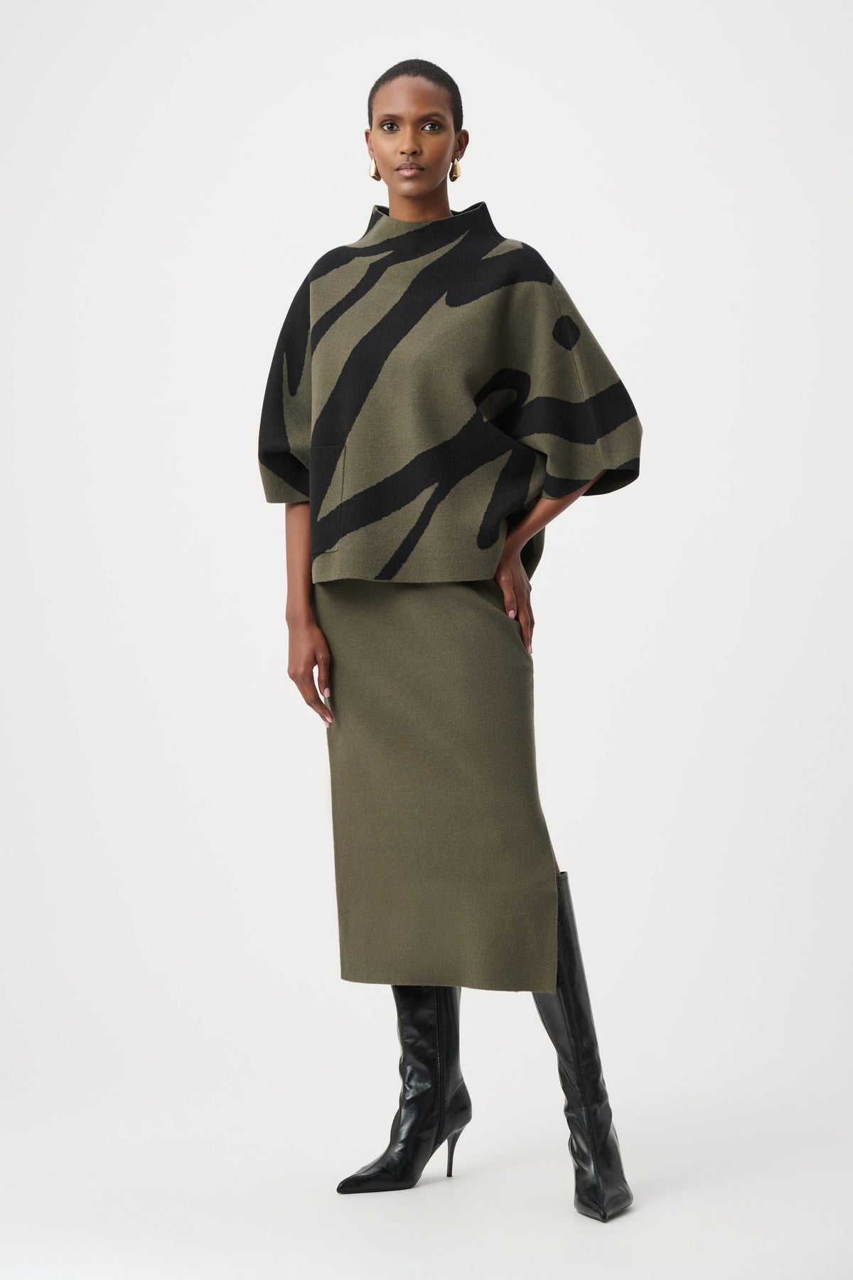 Joseph Ribkoff Classic Abstract Funnel Top - Style 263936