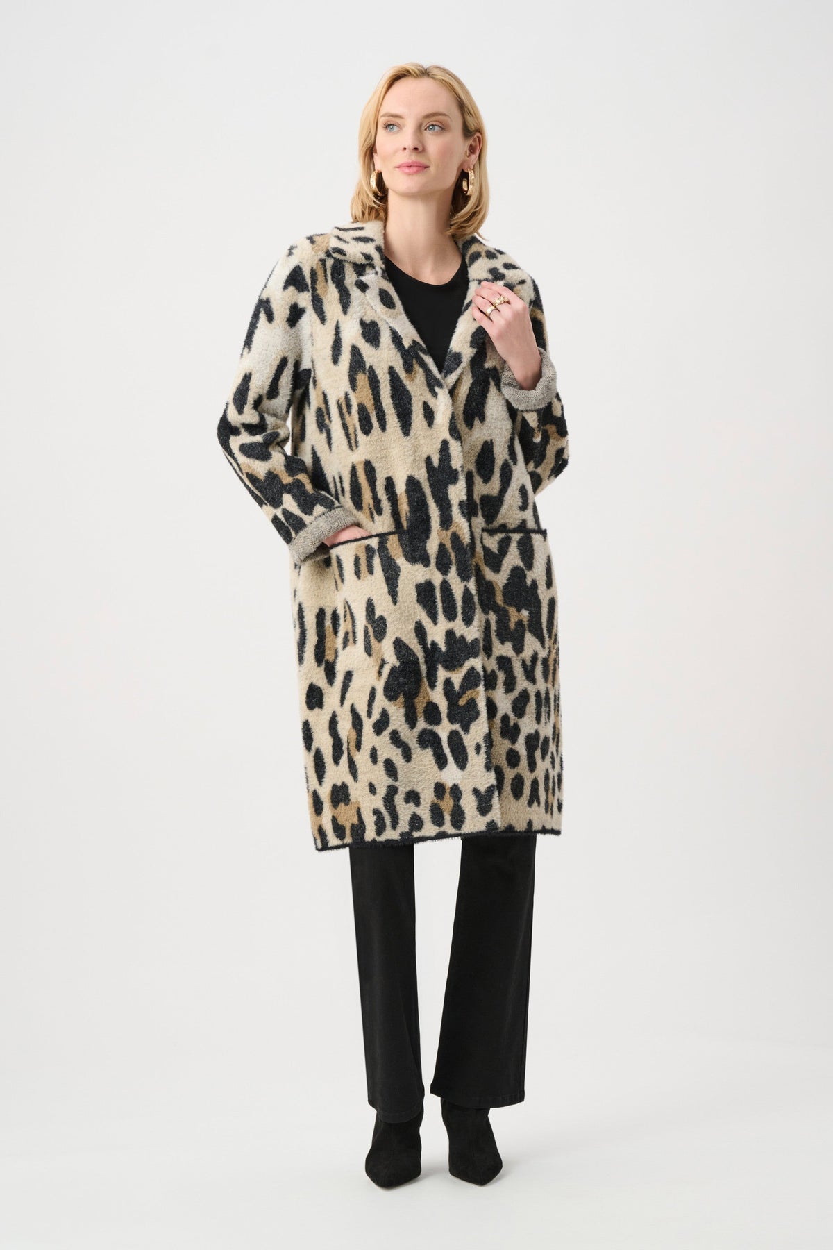 Joseph Ribkoff Feather Yarn Leopard Coat - Style 263956