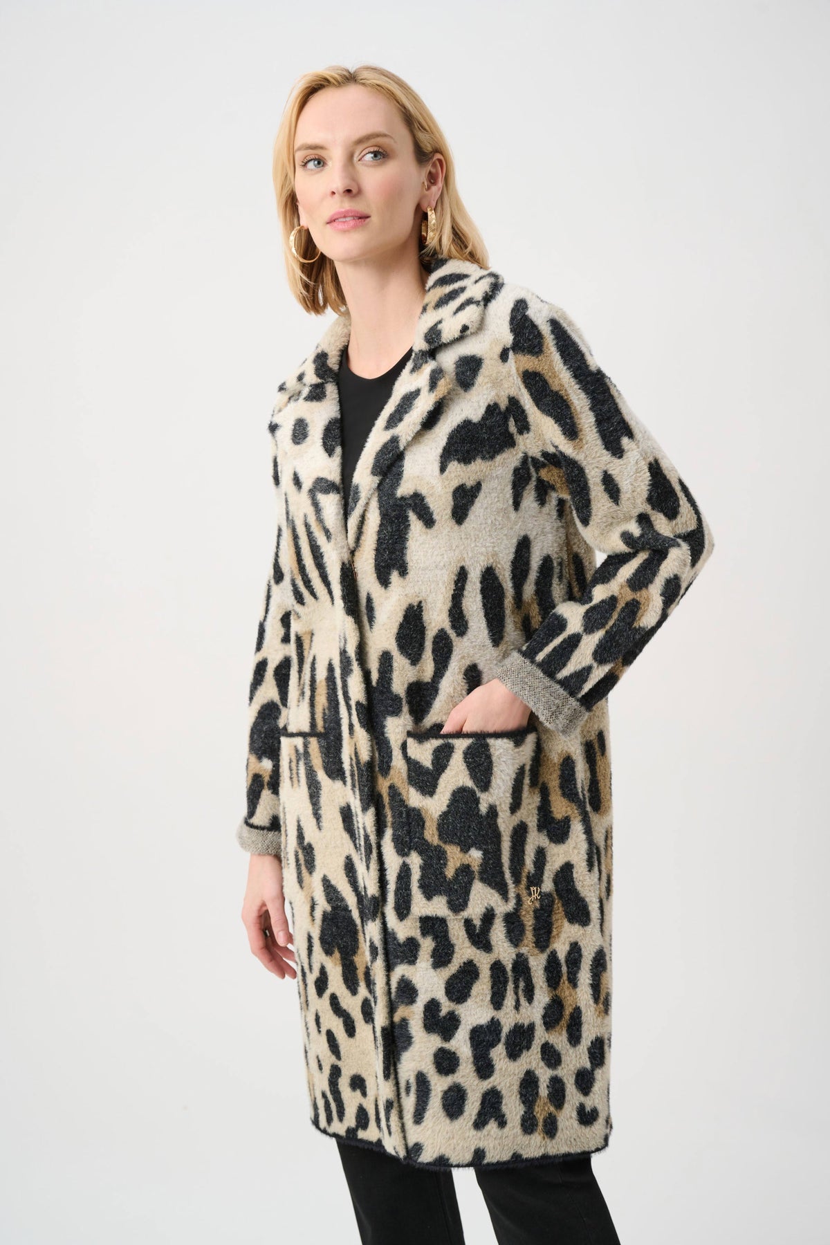 Joseph Ribkoff Feather Yarn Leopard Coat - Style 263956