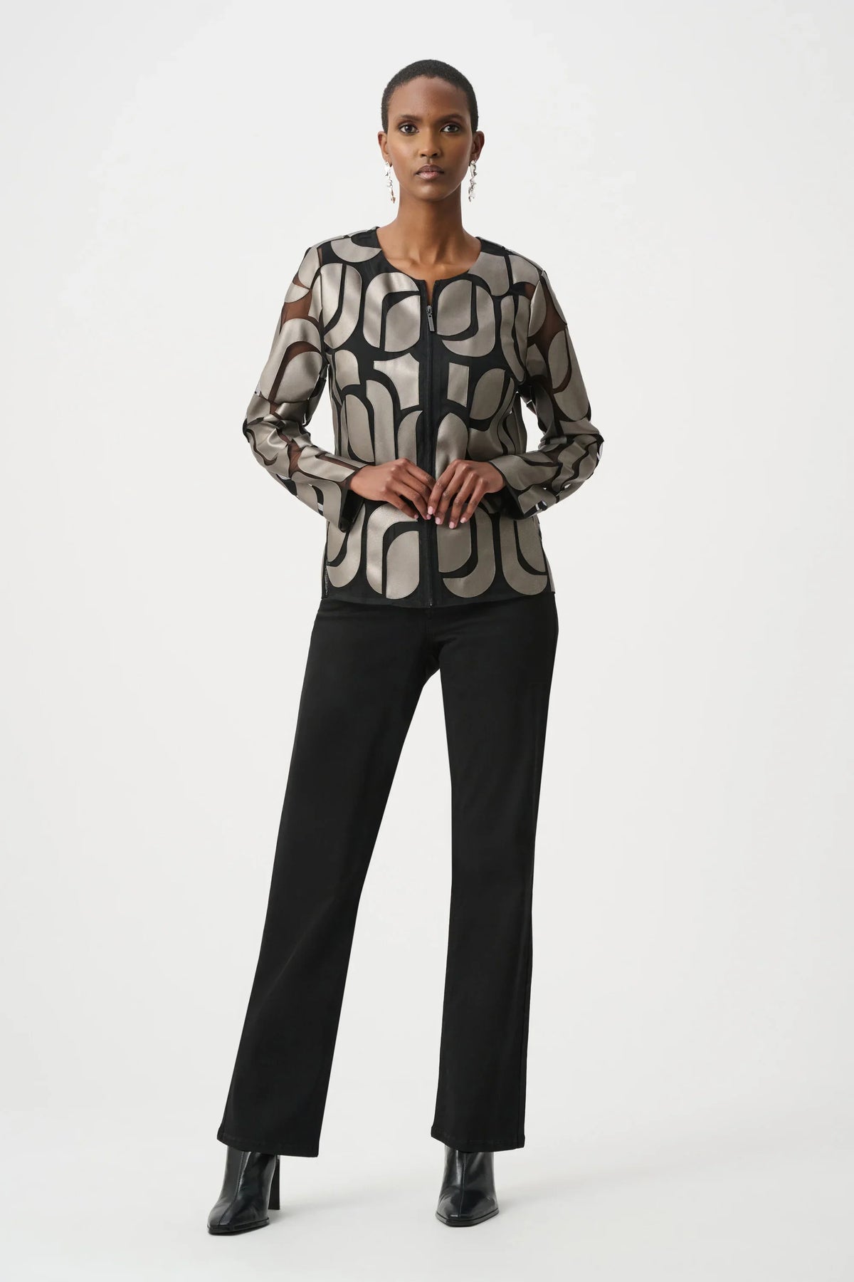 Joseph Ribkoff Mesh Embroidered Jacket - Style 263964