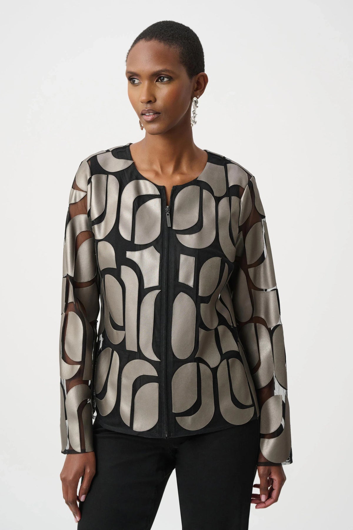 Joseph Ribkoff Mesh Embroidered Jacket - Style 263964