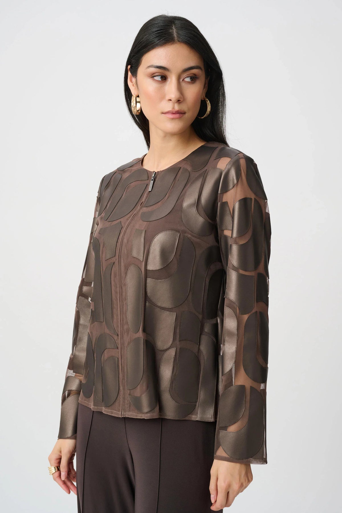 Joseph Ribkoff Mesh Embroidered Jacket - Style 263964An