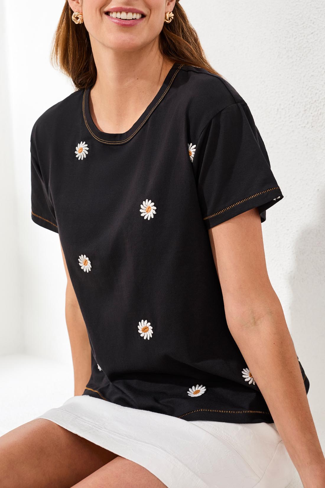 Tribal Embroidered Short-Sleeve Top - Style 30430-8451