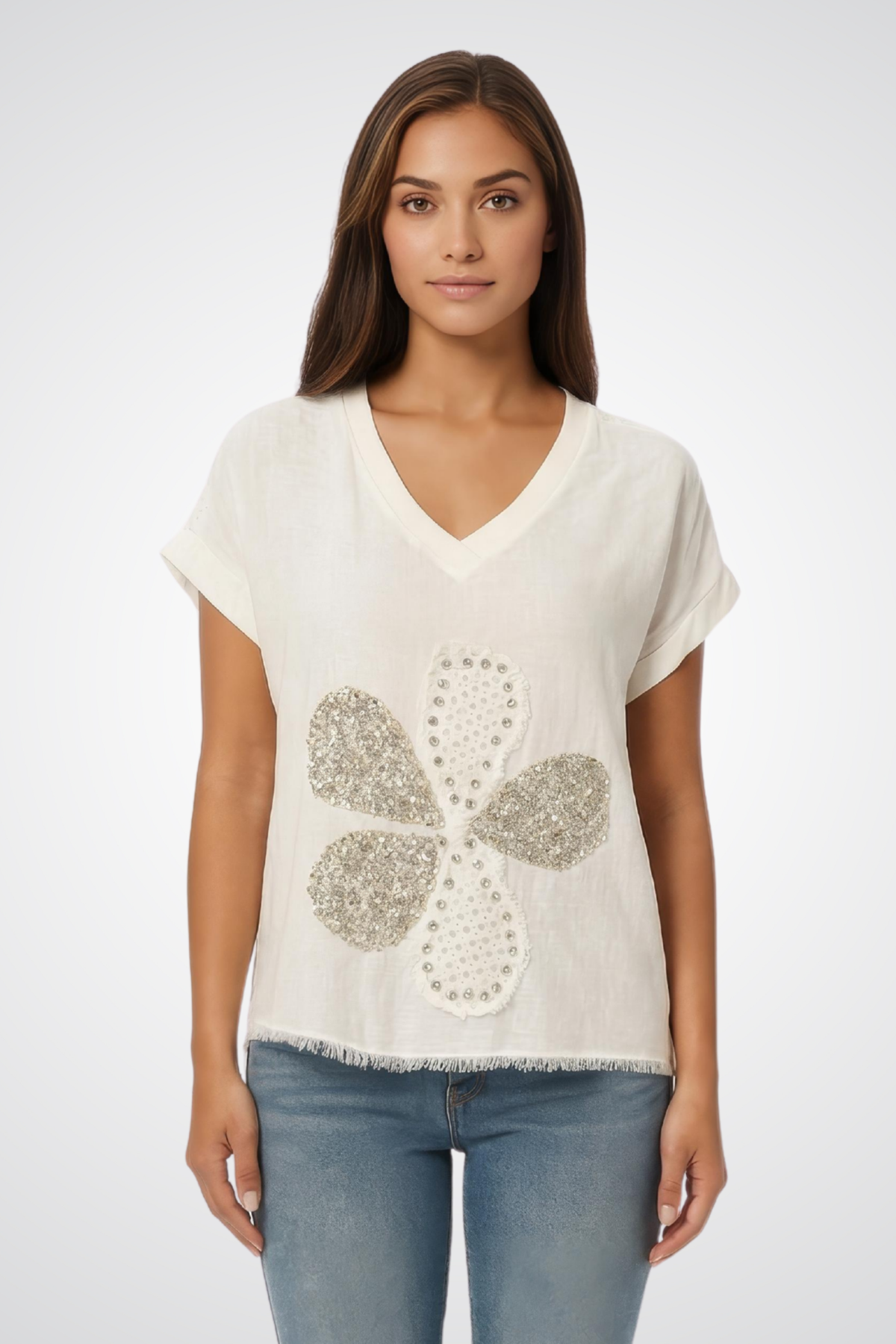 Eternelle Floral V-Neck Top - Style 4-SS26173-9