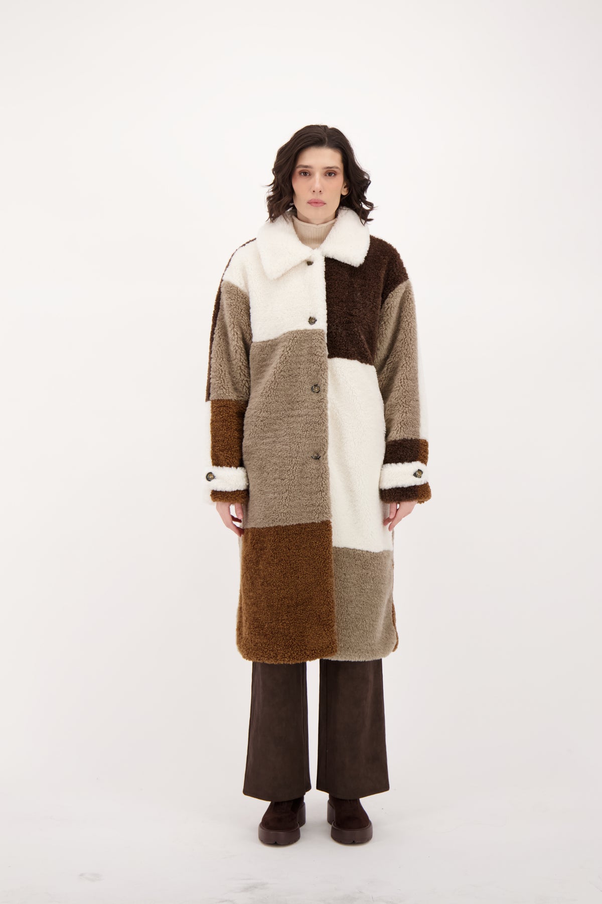 Spanner Sherpa Patchwork Coat - Style 426418T