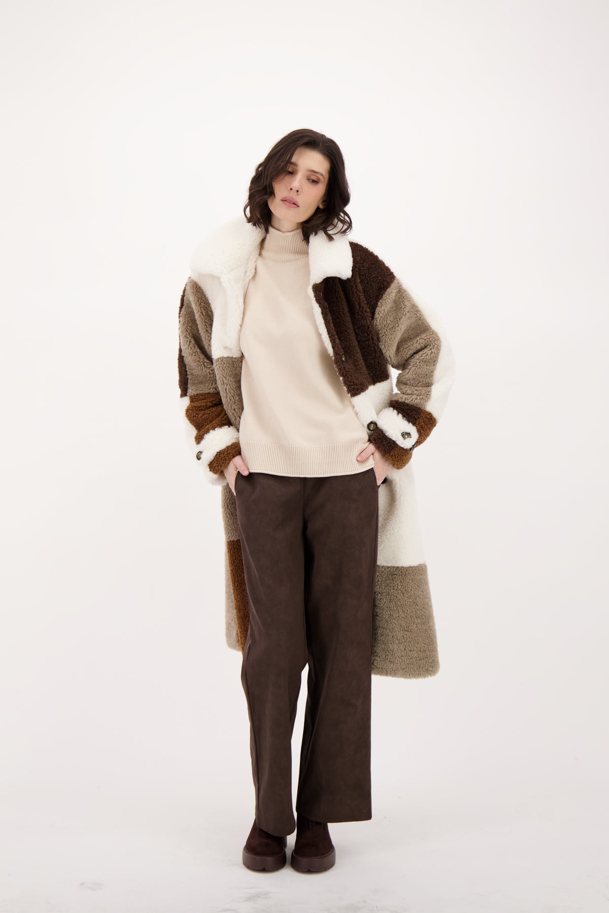 Spanner Sherpa Patchwork Coat - Style 426418T