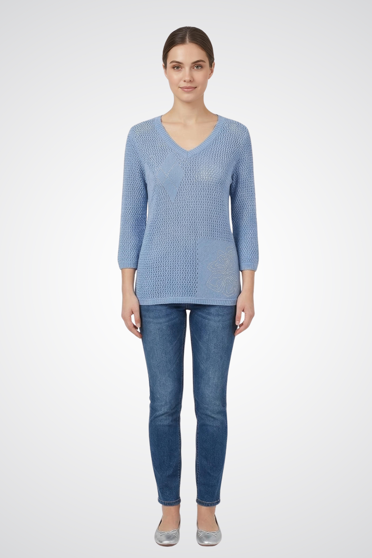 Dolcezza V-Neck Three-Quarter Top - Style 26300