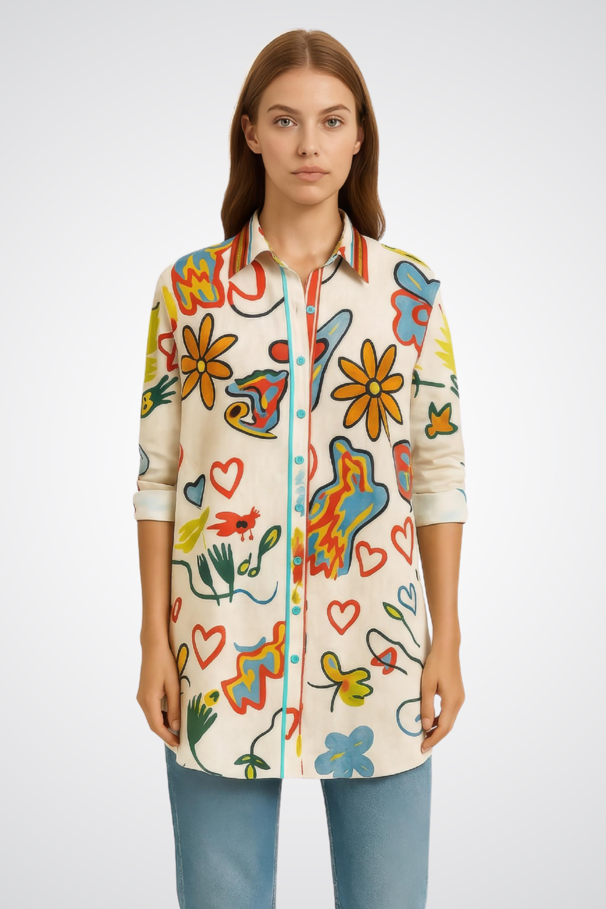 Eternelle Button-Front Multicolor Blouse - Style 5-SS26234-9