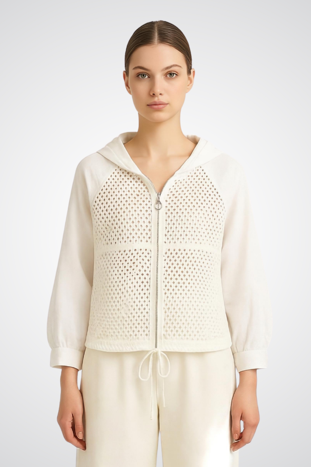 Eternelle Hooded Zip-Front Top - Style 5-SS26169-4