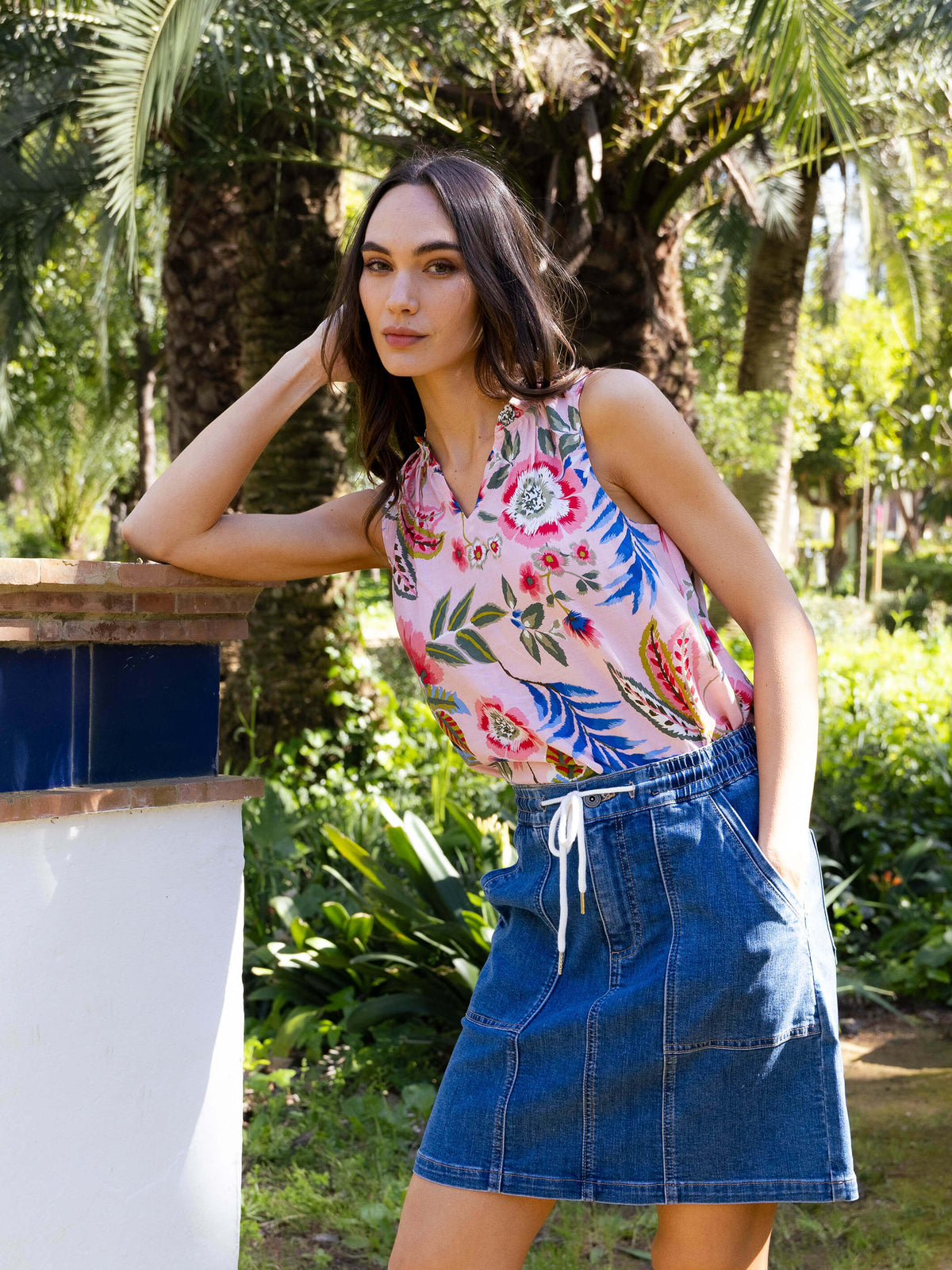 Charlie B Printed Sleeveless Top - Style C4529RR-510B
