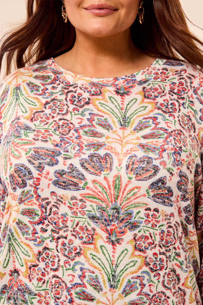 Tribal 3/4 Sleeve Crew Neck Top - Style 6124V-1619