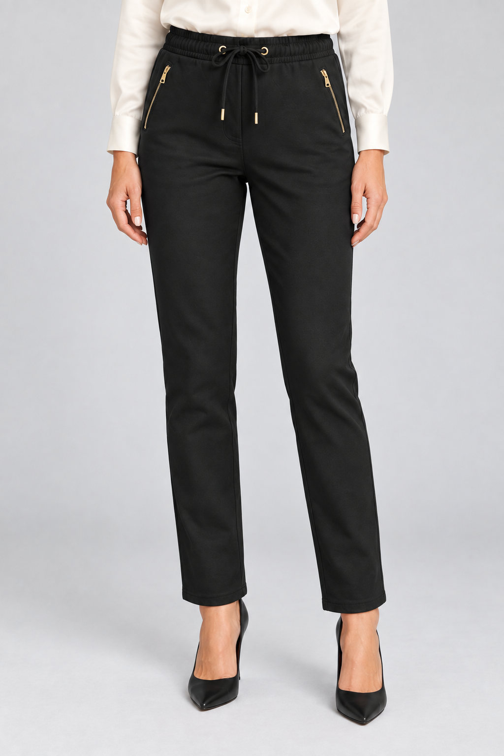 Orly Drawstrng Waist Pant With Zipper - Style 262206s