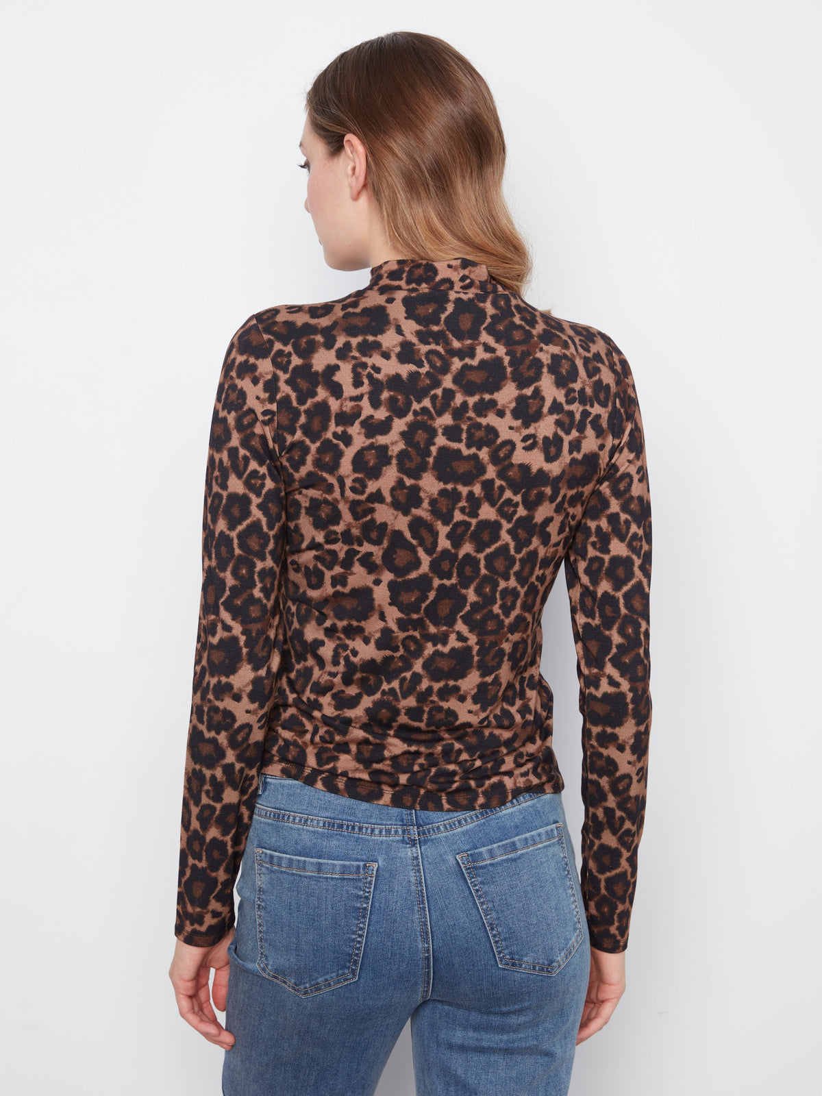 Charlie B Printed Jersey Long Sleeve Mock Neck Top - Style C1404RPK-464C