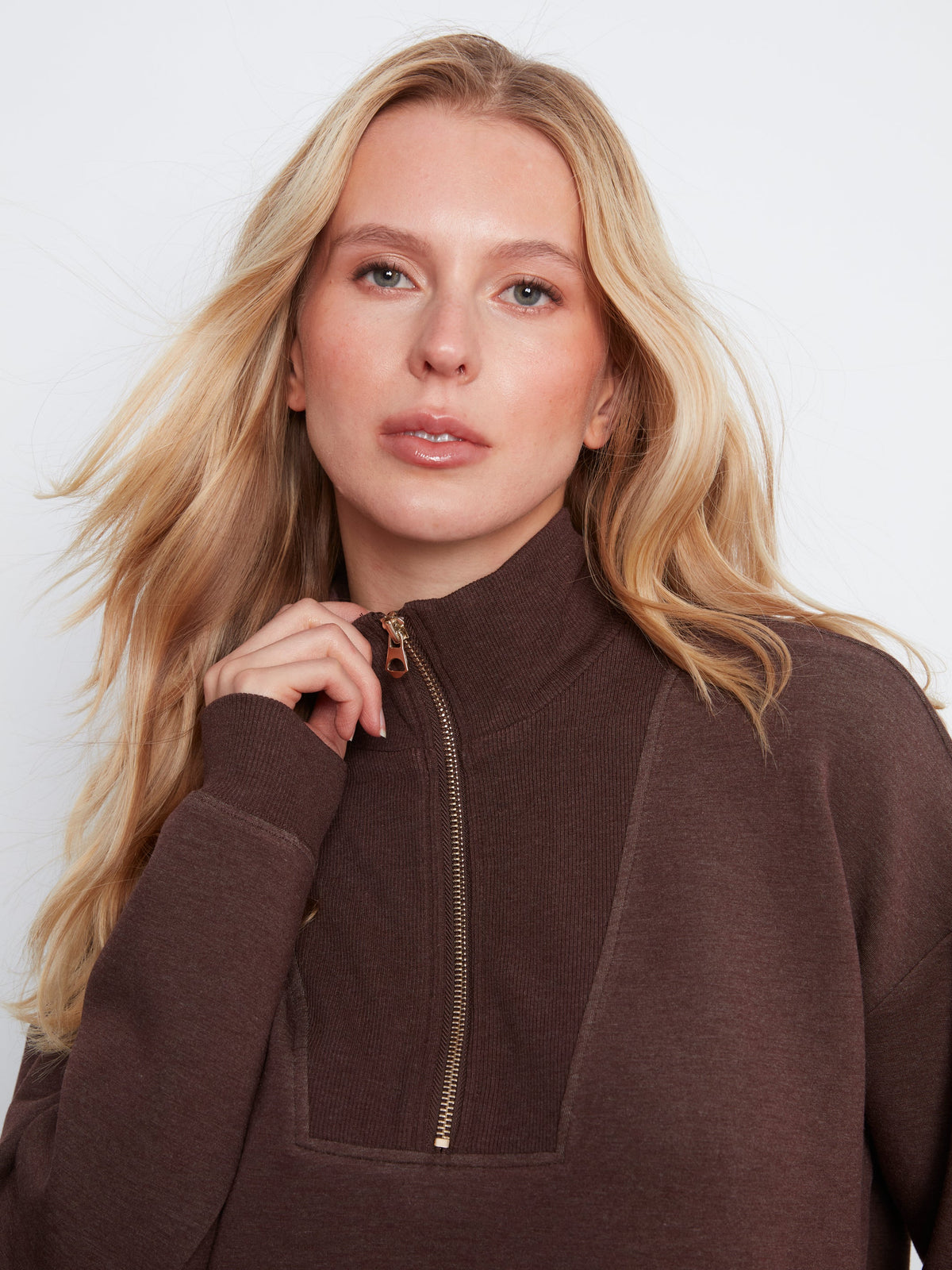 Charlie B Half-Zip High Collar Sweatshirt - Style C1454-825C