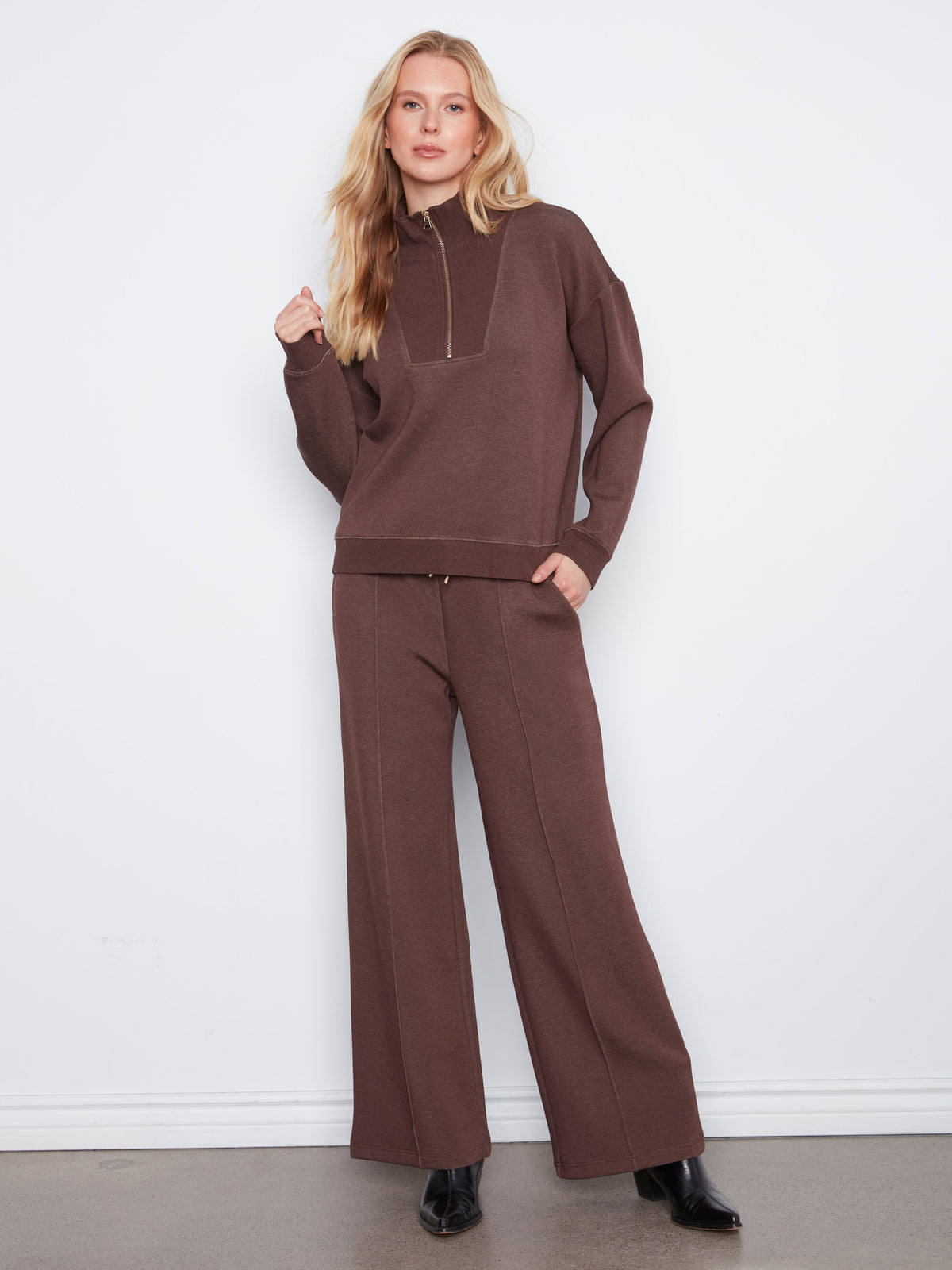 Charlie B Half-Zip High Collar Sweatshirt - Style C1454-825C