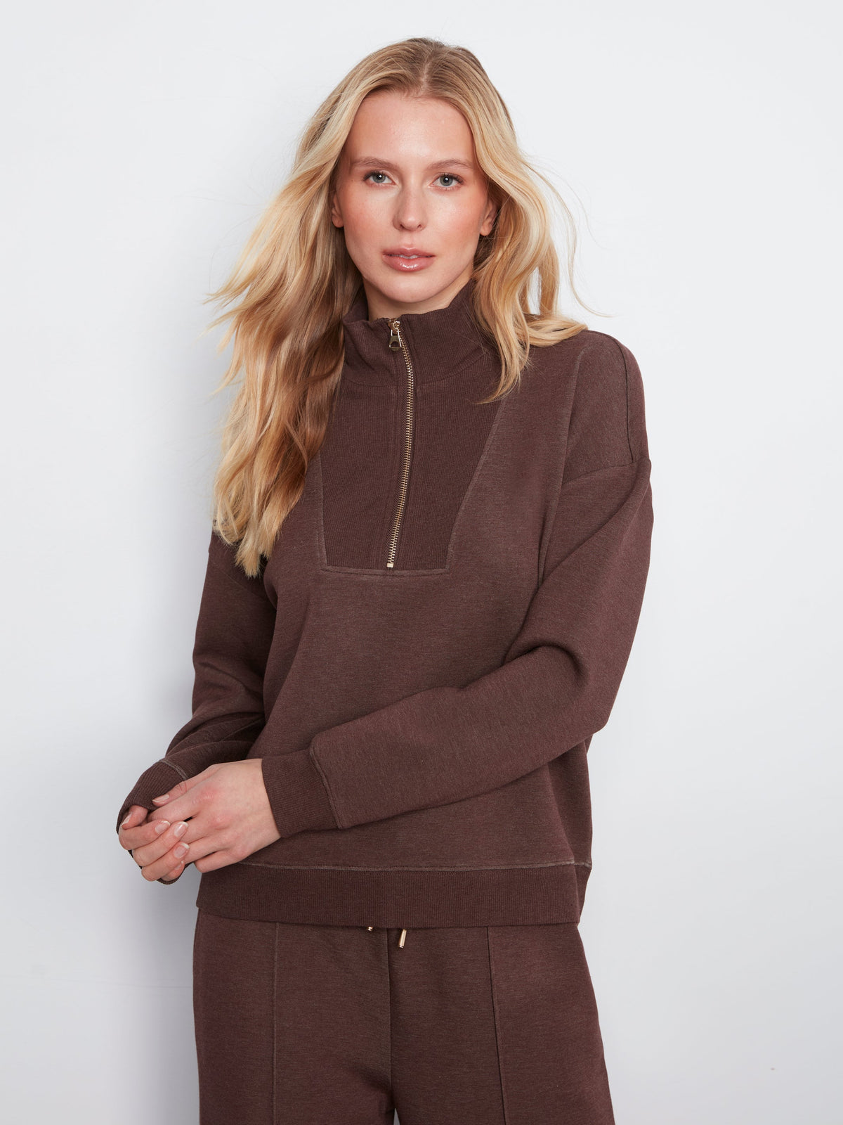 Charlie B Half-Zip High Collar Sweatshirt - Style C1454-825C