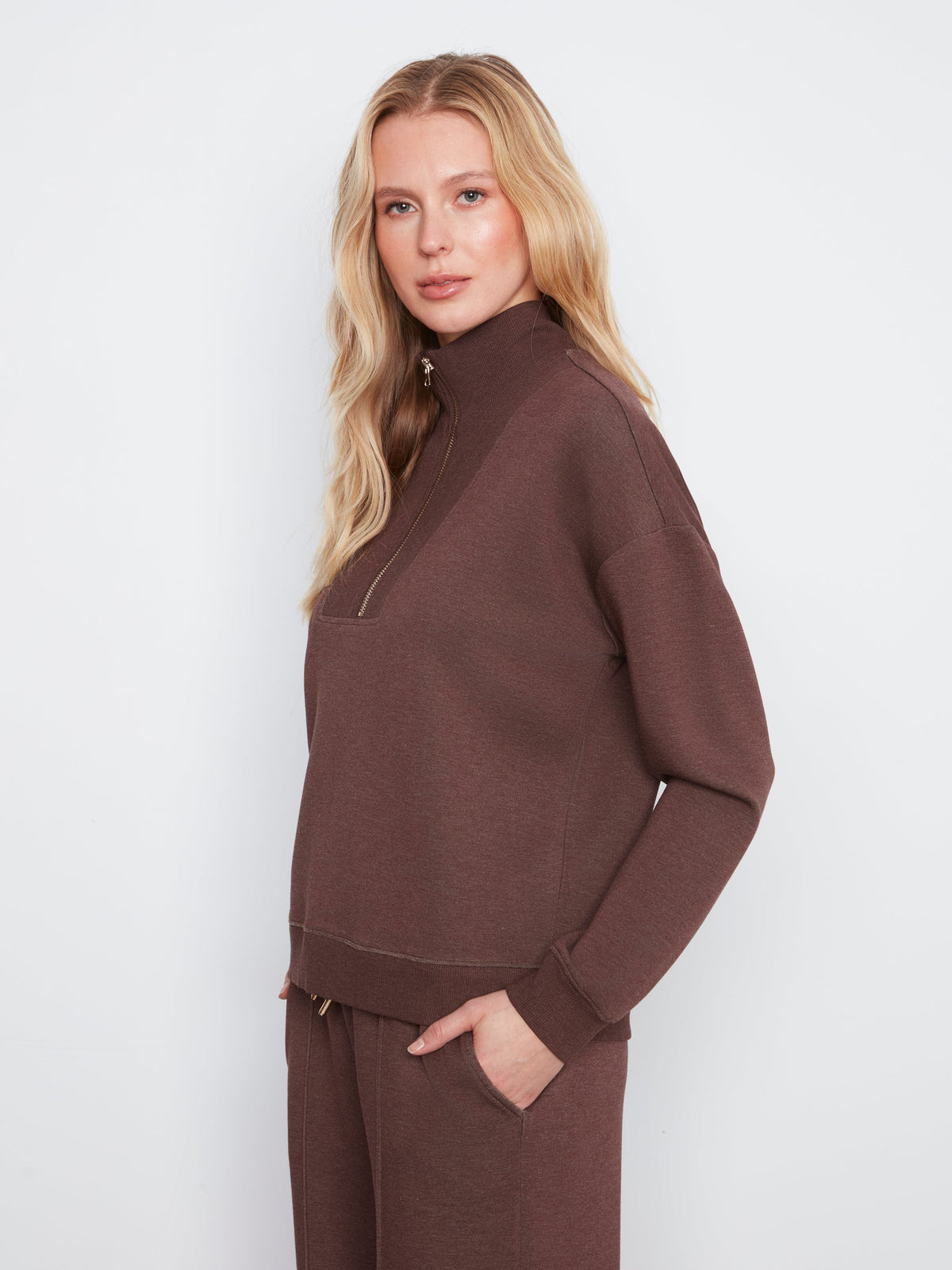 Charlie B Half-Zip High Collar Sweatshirt - Style C1454-825C