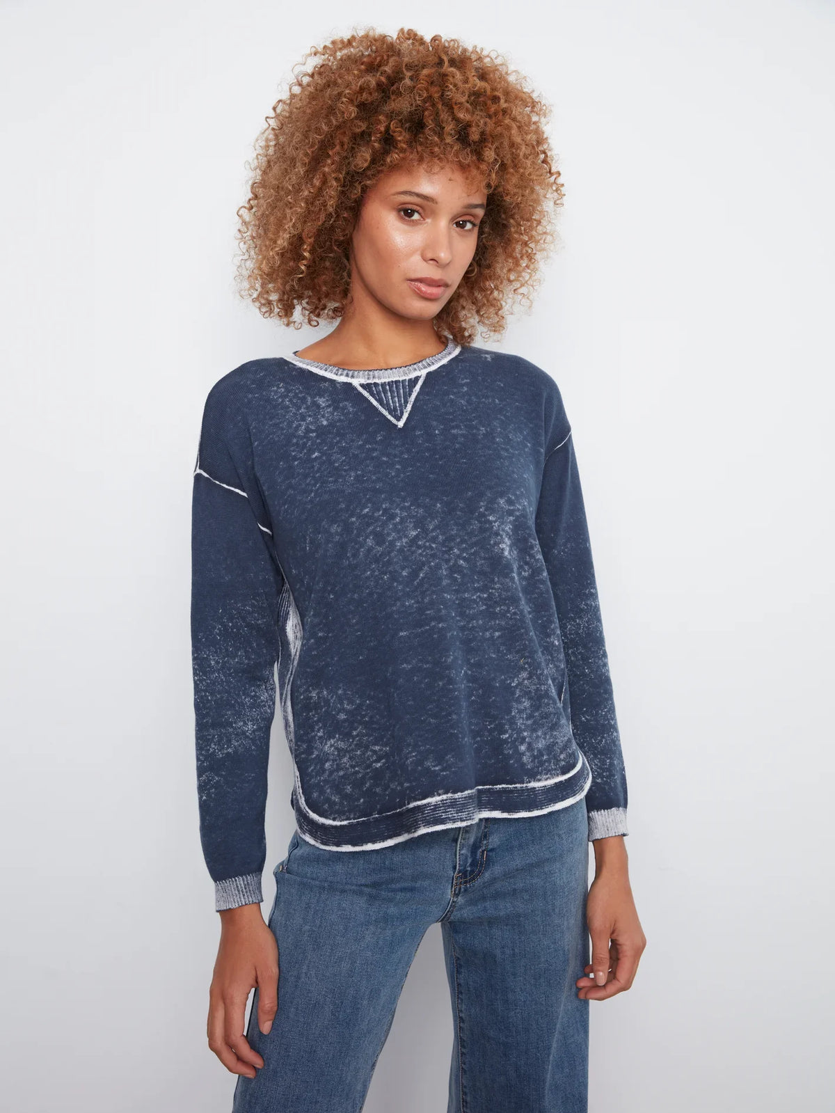 Charlie B Long Sleeve Printed on Reverse Sweater - Style C2010-261B