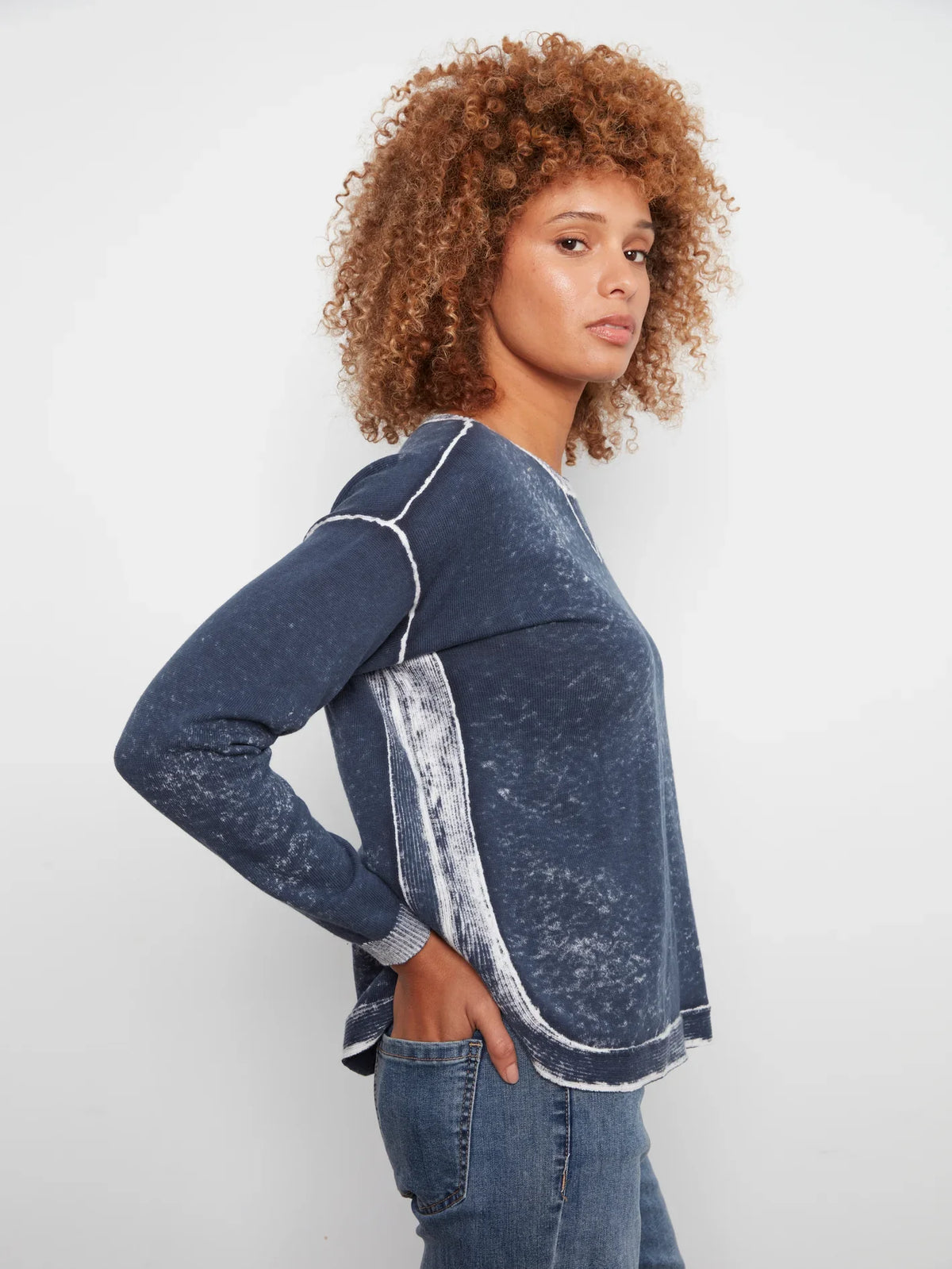 Charlie B Long Sleeve Printed on Reverse Sweater - Style C2010-261B