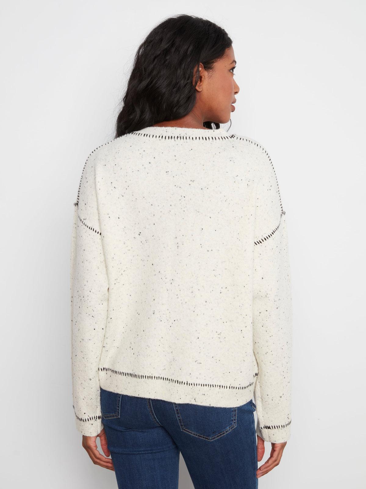 Charlie B Contrast Whipstitch Sweater - Style C2041-663C