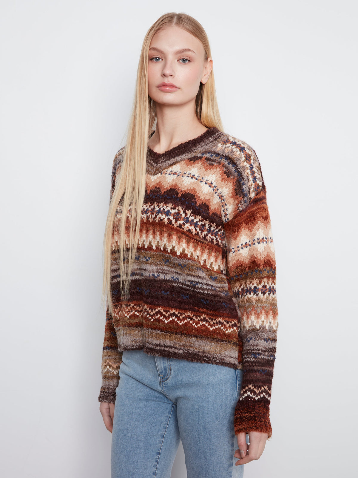 Charlie B V-Neck Space Dye Sweater - Style C2108-646C
