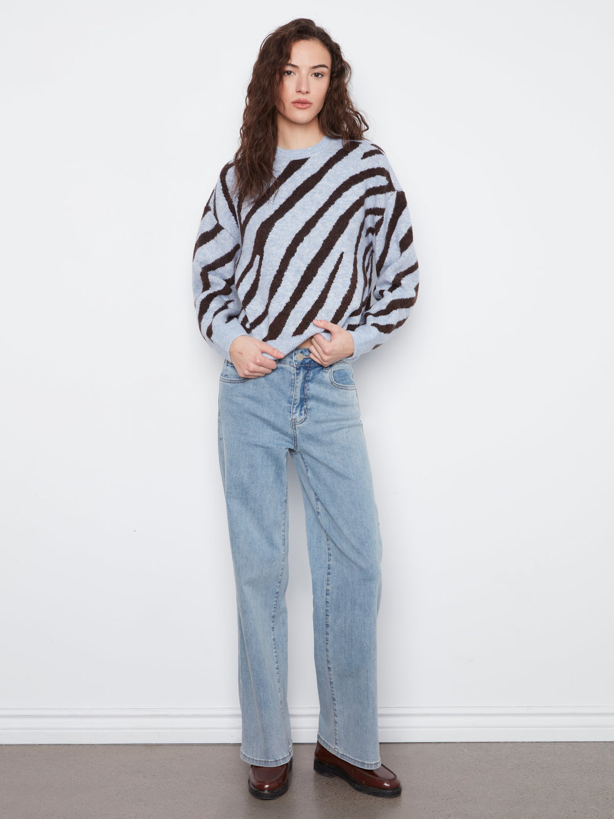 Charlie B Animal Print Knit Sweater - Style C2153-721C