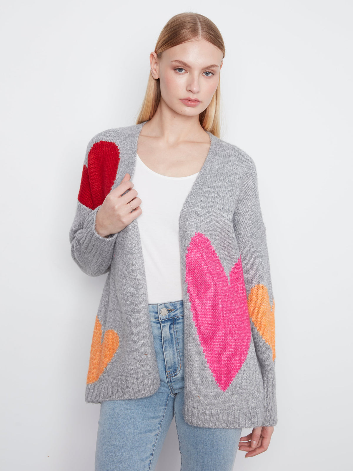 Charlie B Heart Open Front Cardigan - Style C2168-813C