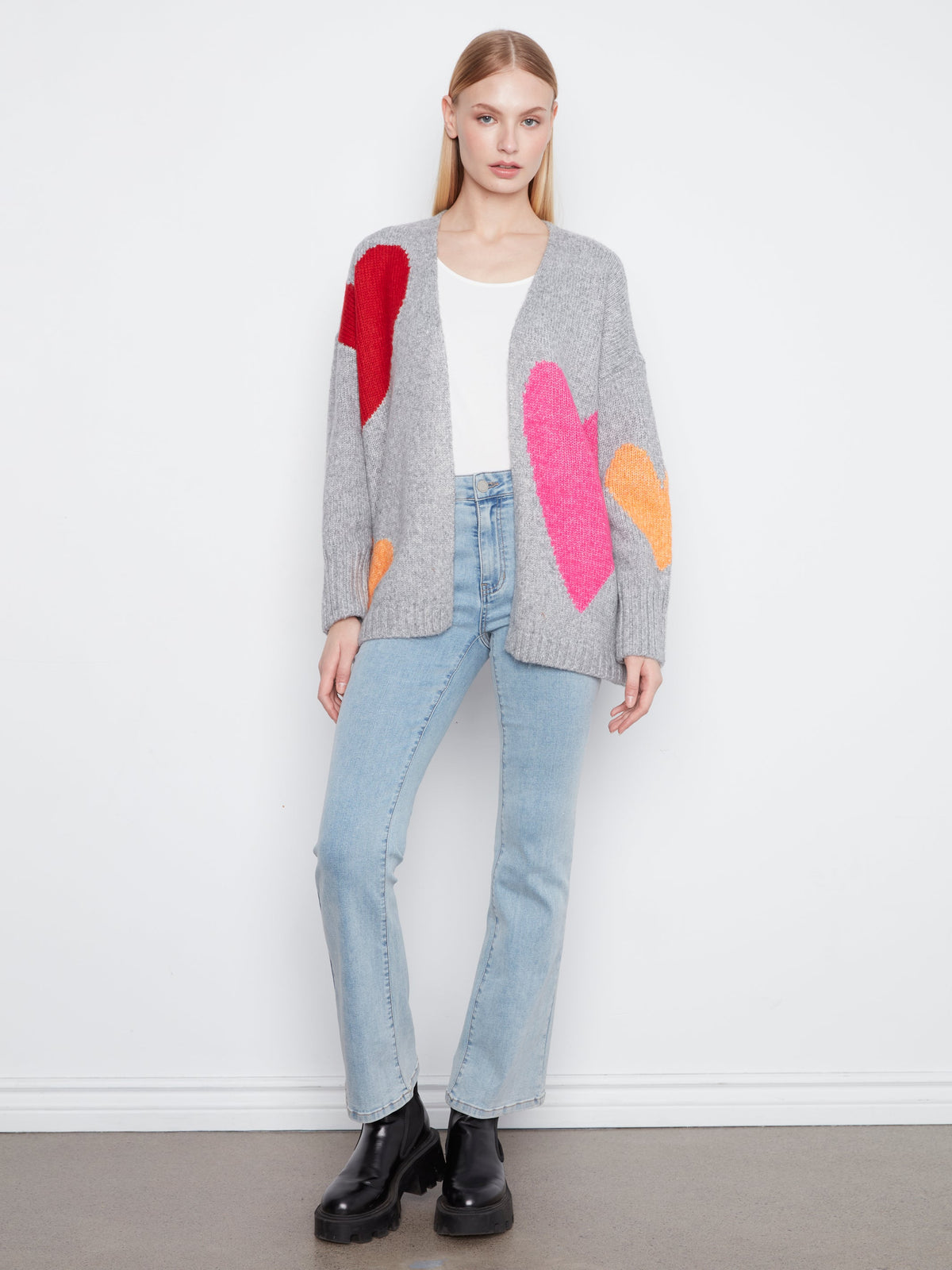 Charlie B Heart Open Front Cardigan - Style C2168-813C