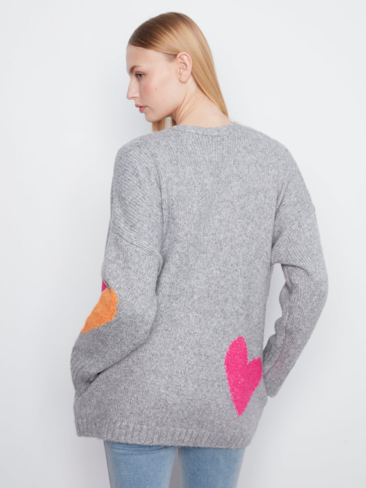 Charlie B Heart Open Front Cardigan - Style C2168-813C