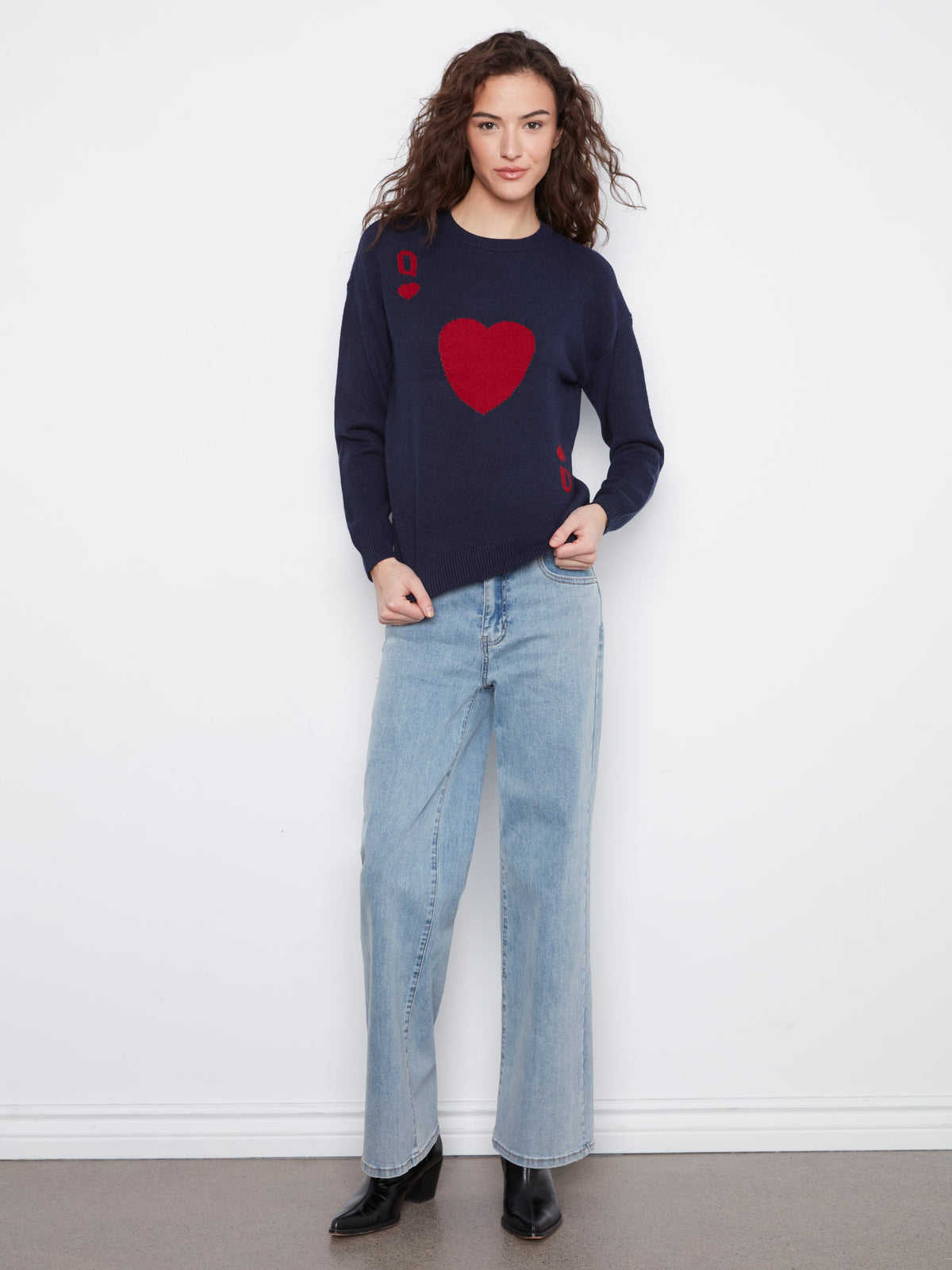 Charlie B Queen Of Hearts Crew Neck Sweater - Style C2526QR-464A