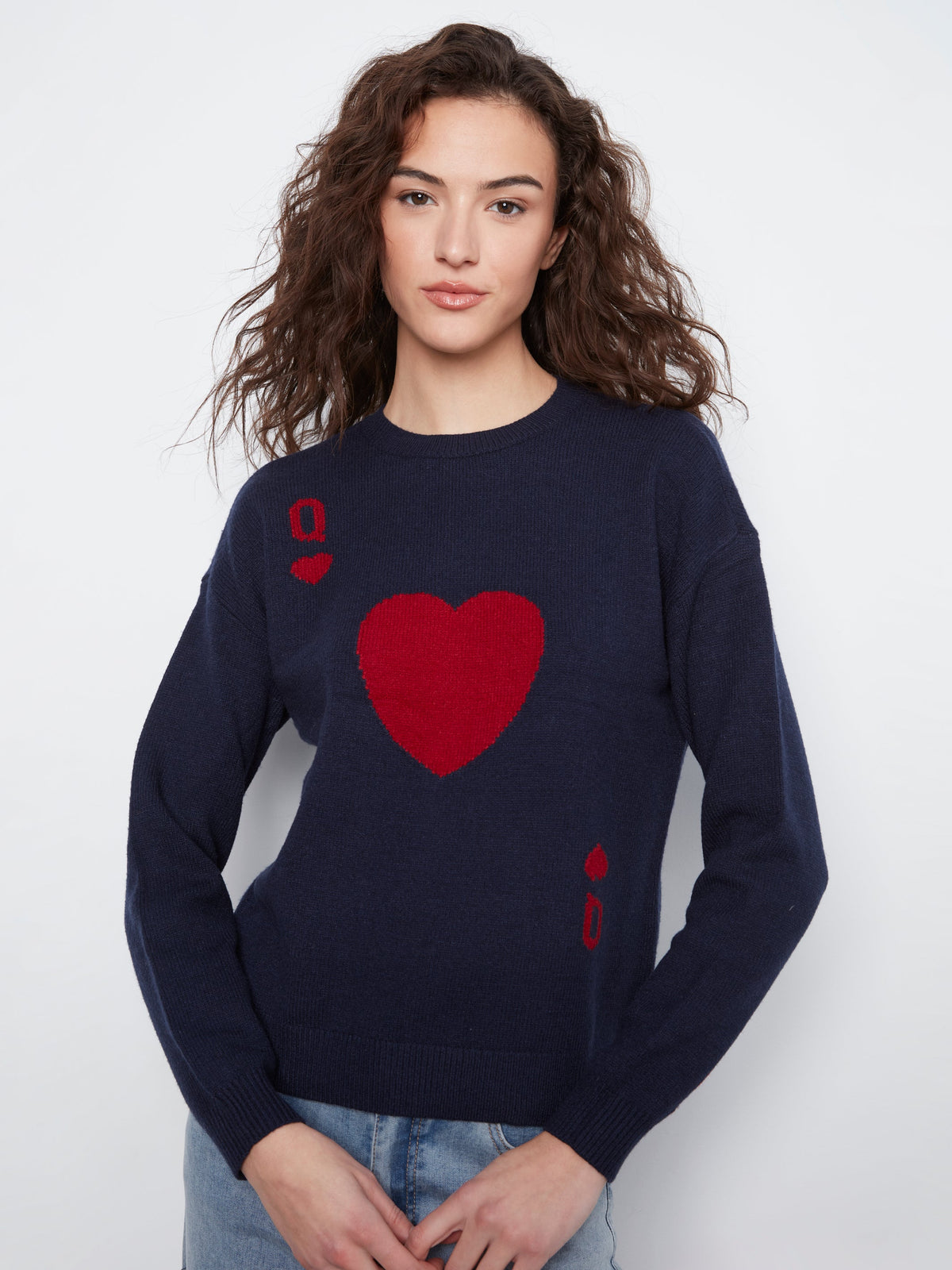 Charlie B Queen Of Hearts Crew Neck Sweater - Style C2526QR-464A