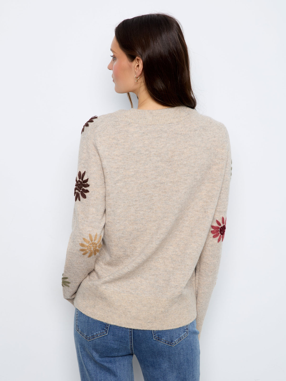 Charlie B Embroidered V-Neck Sweater - Style C2853R-433C