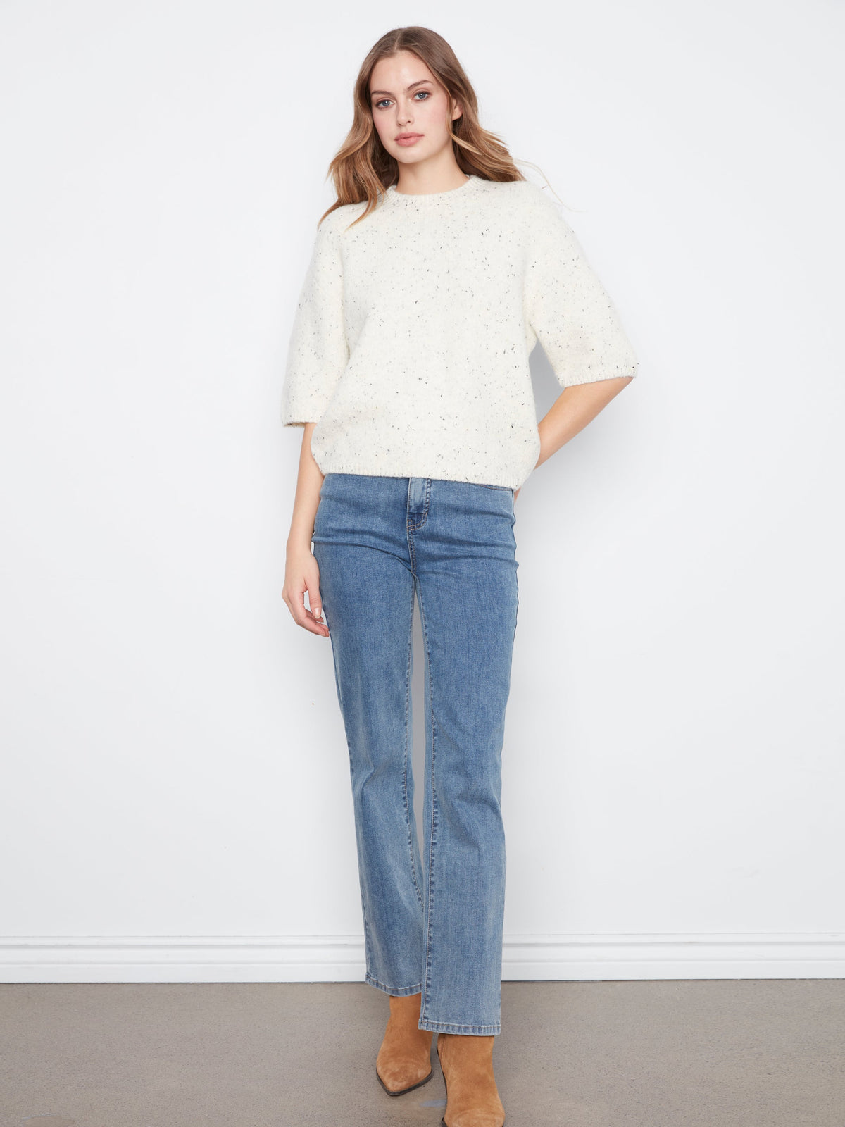 Charlie B Balloon Elbow Sleeve Knit Sweater - Style C2858R-663C