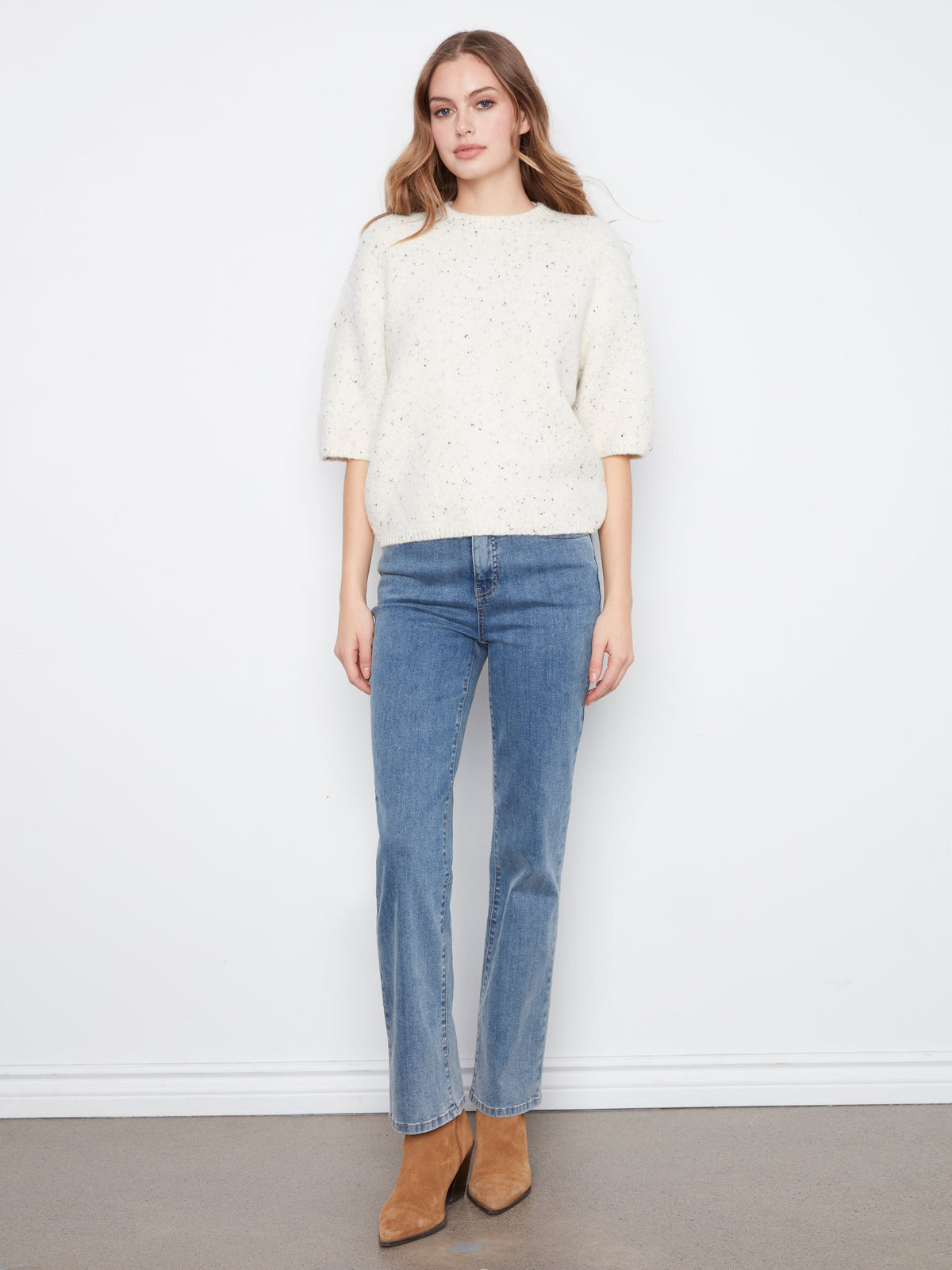 Charlie B Balloon Elbow Sleeve Knit Sweater - Style C2858R-663C