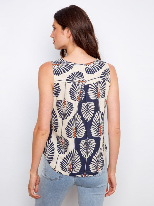 Charlie B Printed Linen Sleeveless Blouse - Style C4588R-787