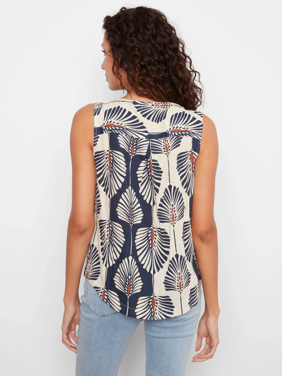 Charlie B Printed Sleeveless Linen Blend Blouse - Style C4588R-787AB