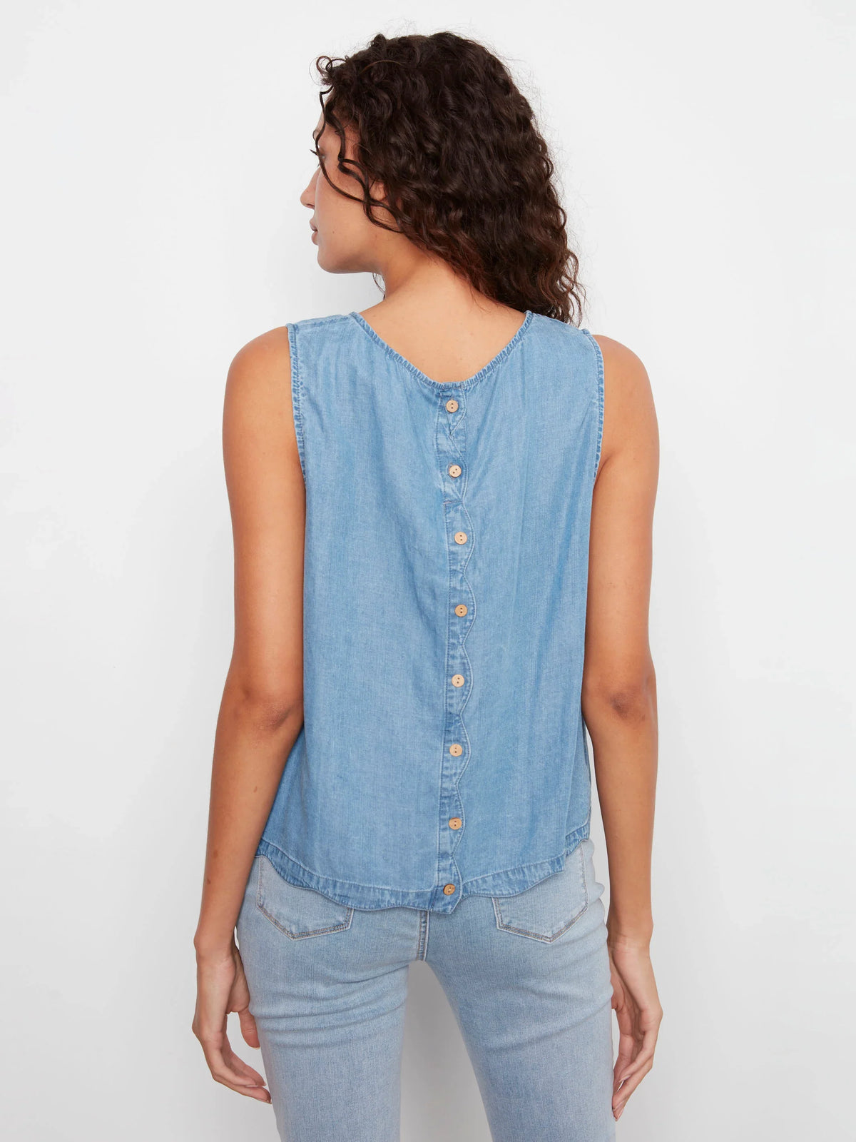 Charlie B Sleeveless Scallop-Hem Top - Style C4698-578C