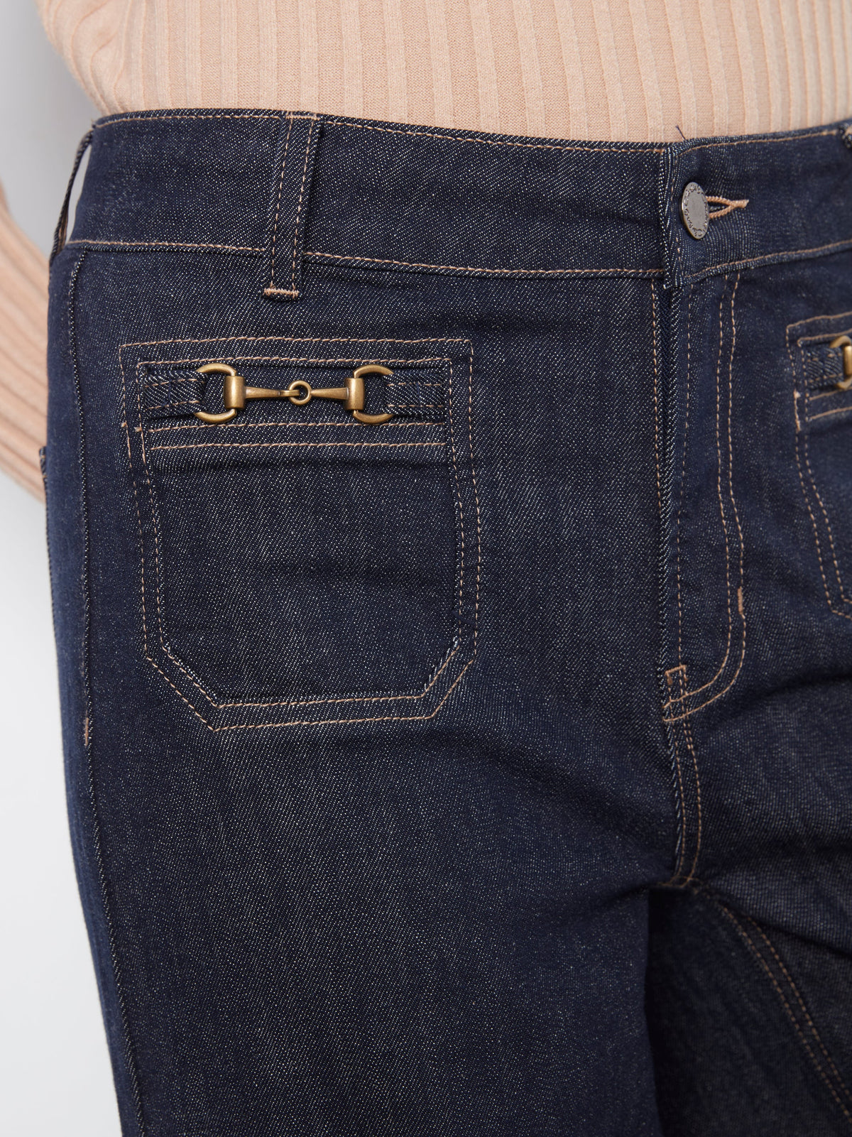 Charlie B Cropped Patch Pocket Wide Leg Jeans - Style C5538D-437C