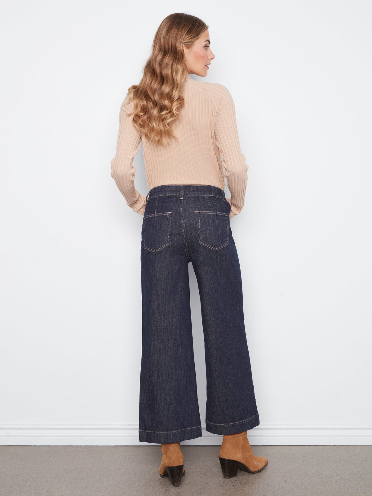 Charlie B Cropped Patch Pocket Wide Leg Jeans - Style C5538D-437C