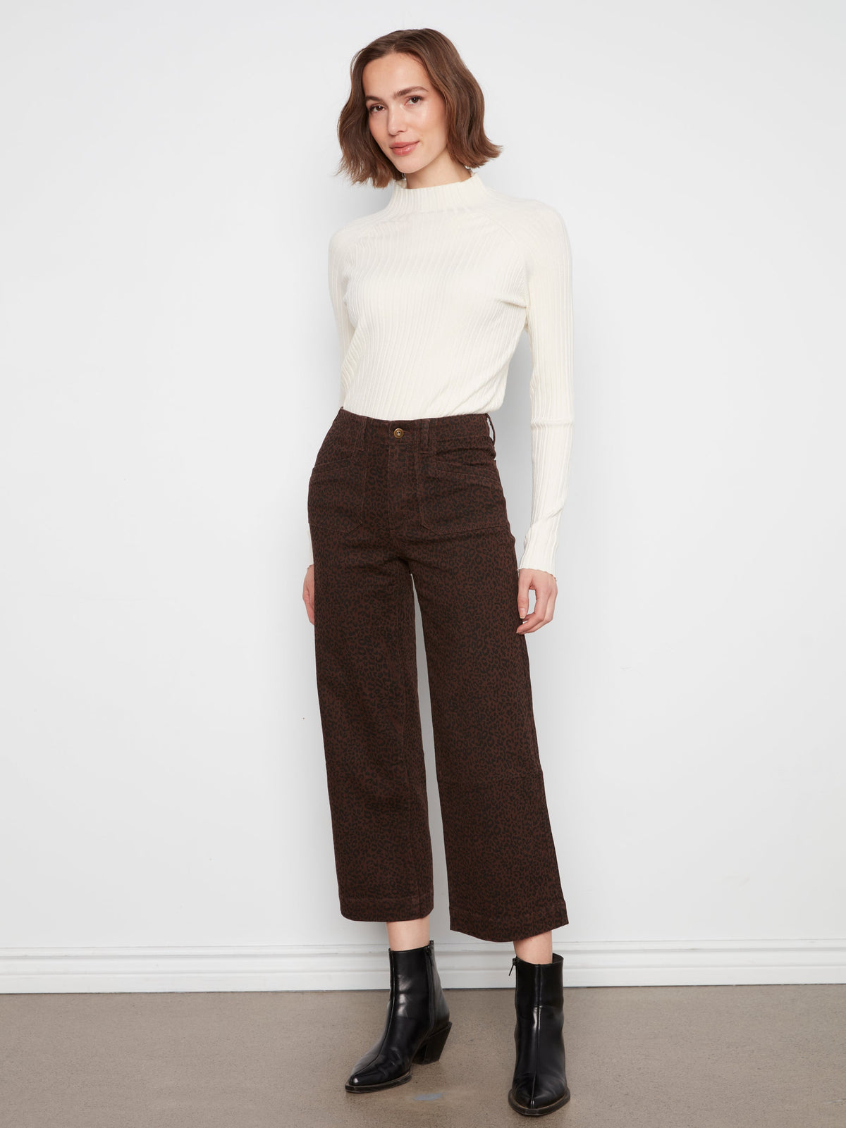 Charlie B Prntd Crop Wide-Leg Twill Pant - Style C5660RP-671C