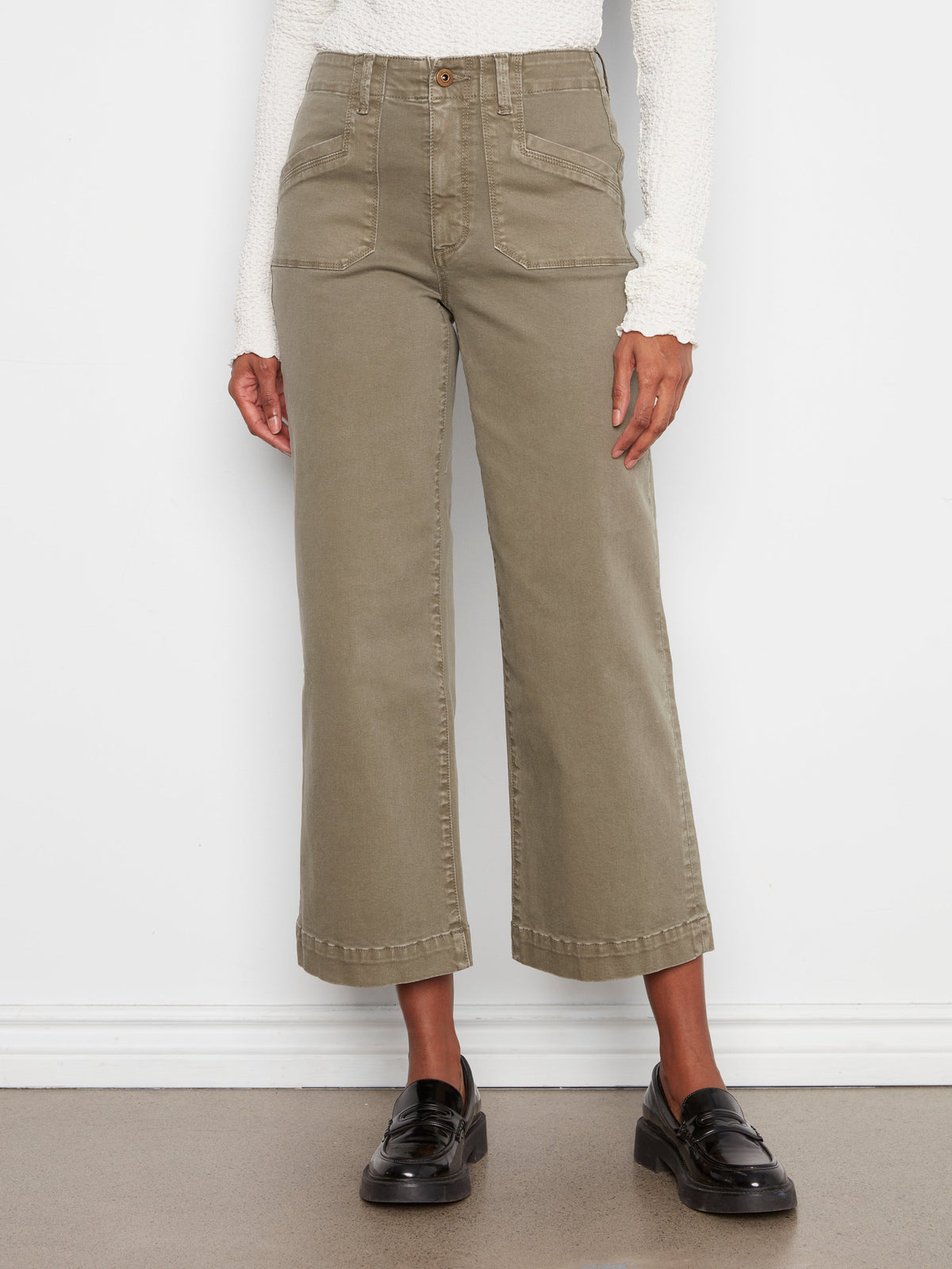 Charlie B Cropped Wide Leg Stretch Twill Pants - Style C5660RR-613A