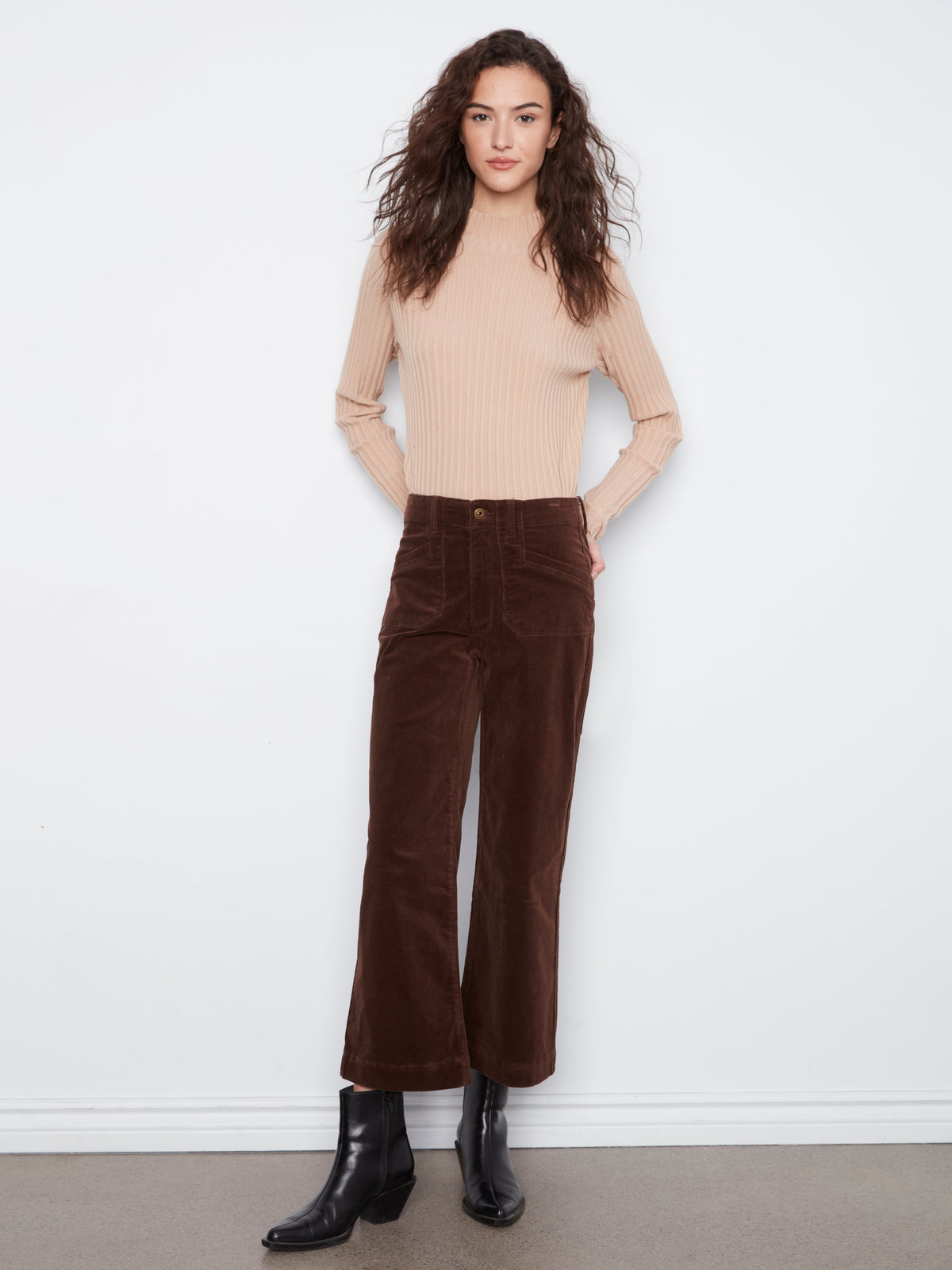Carlie B Printed Crop Wide-Leg Twill Pant - Style C5660RR-660B