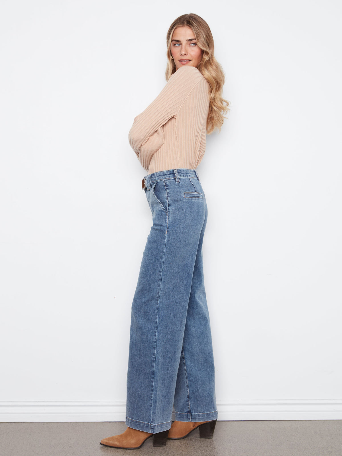 Charlie B Printed Crop Wide-Leg Twill Pant - Style C5807-431A